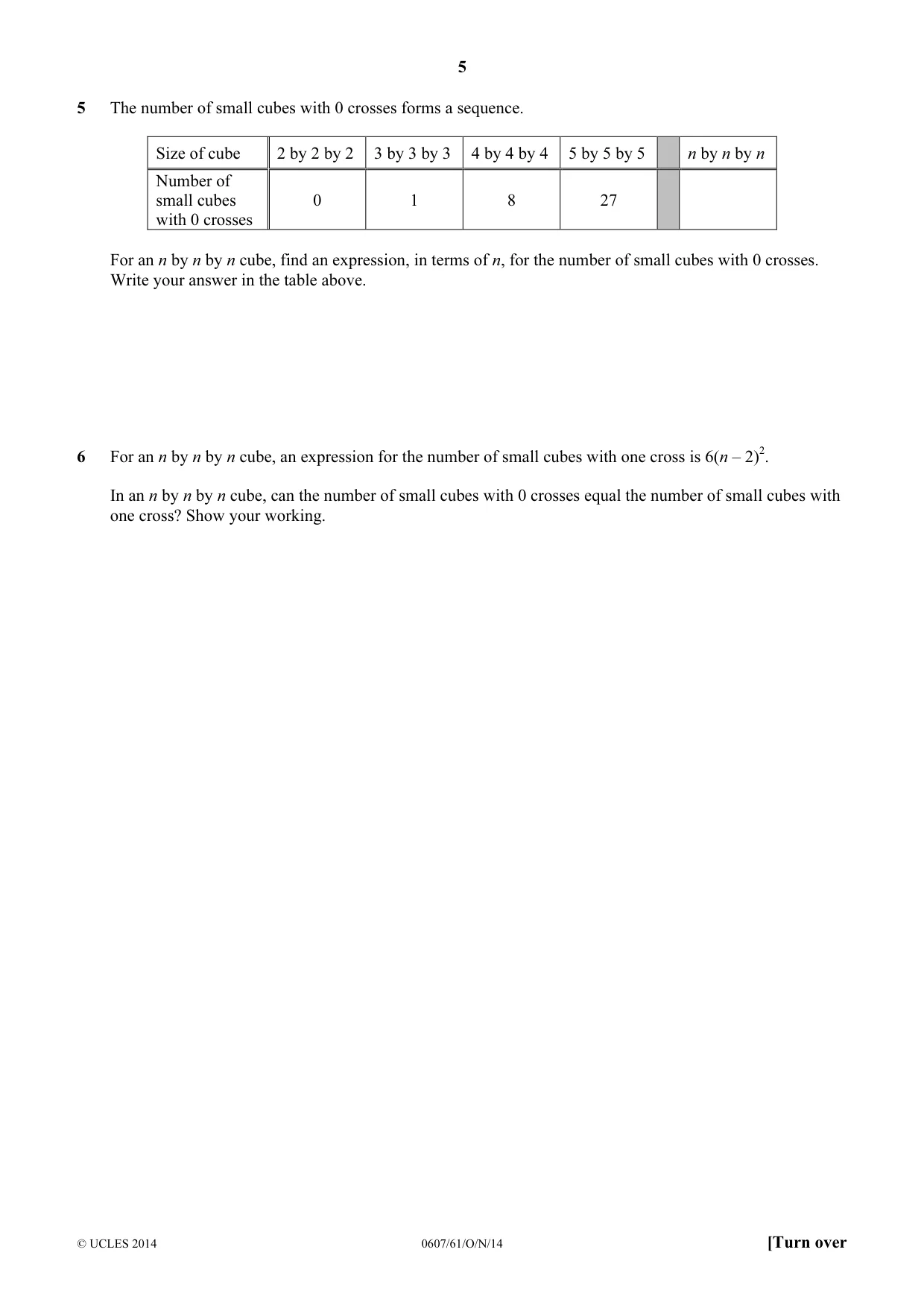 Cambridge IGCSE Mathematics - International 0607 2014 Oct/Nov Paper 6 · Variant 1 question paper, page 5 of 12