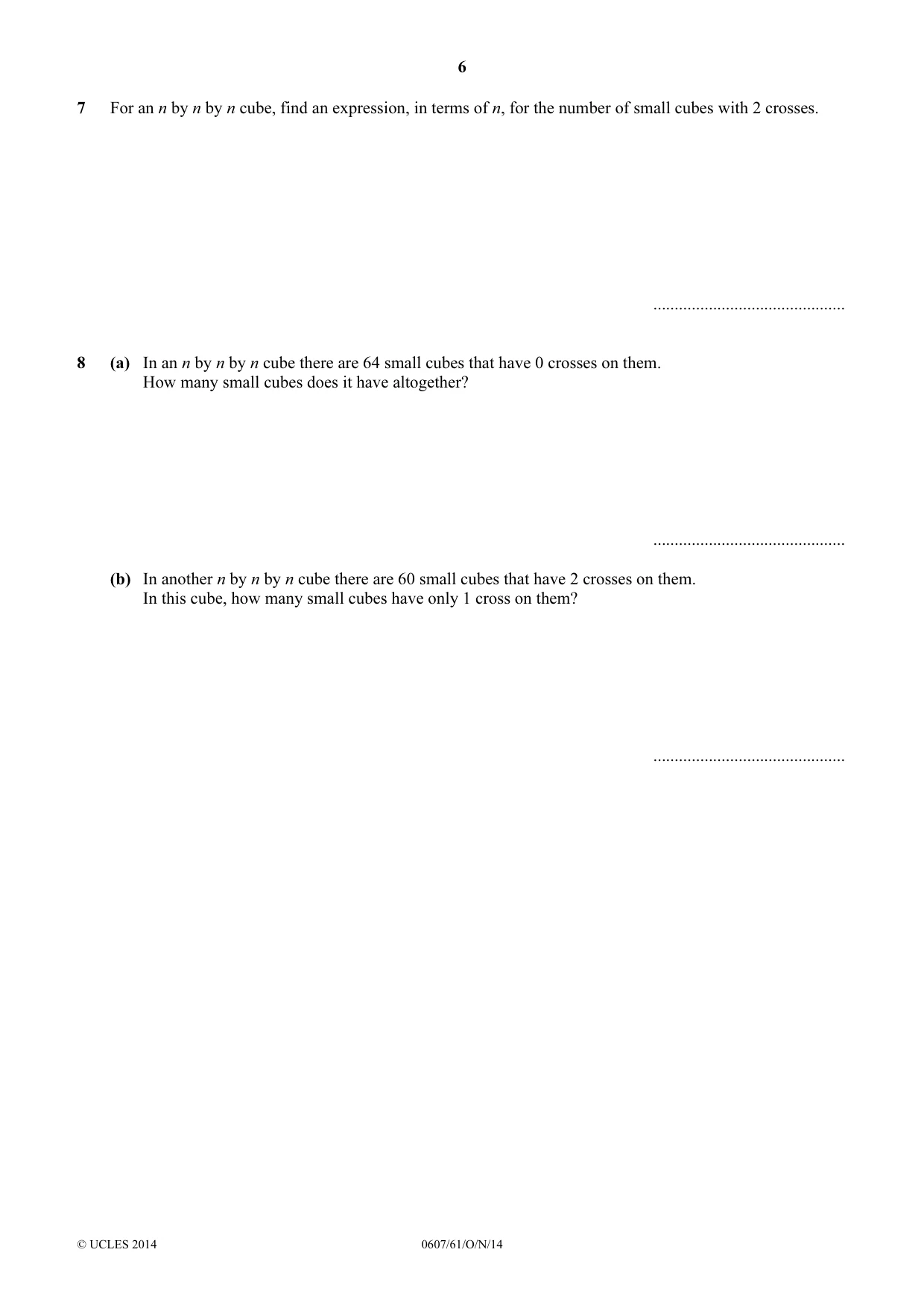Cambridge IGCSE Mathematics - International 0607 2014 Oct/Nov Paper 6 · Variant 1 question paper, page 6 of 12
