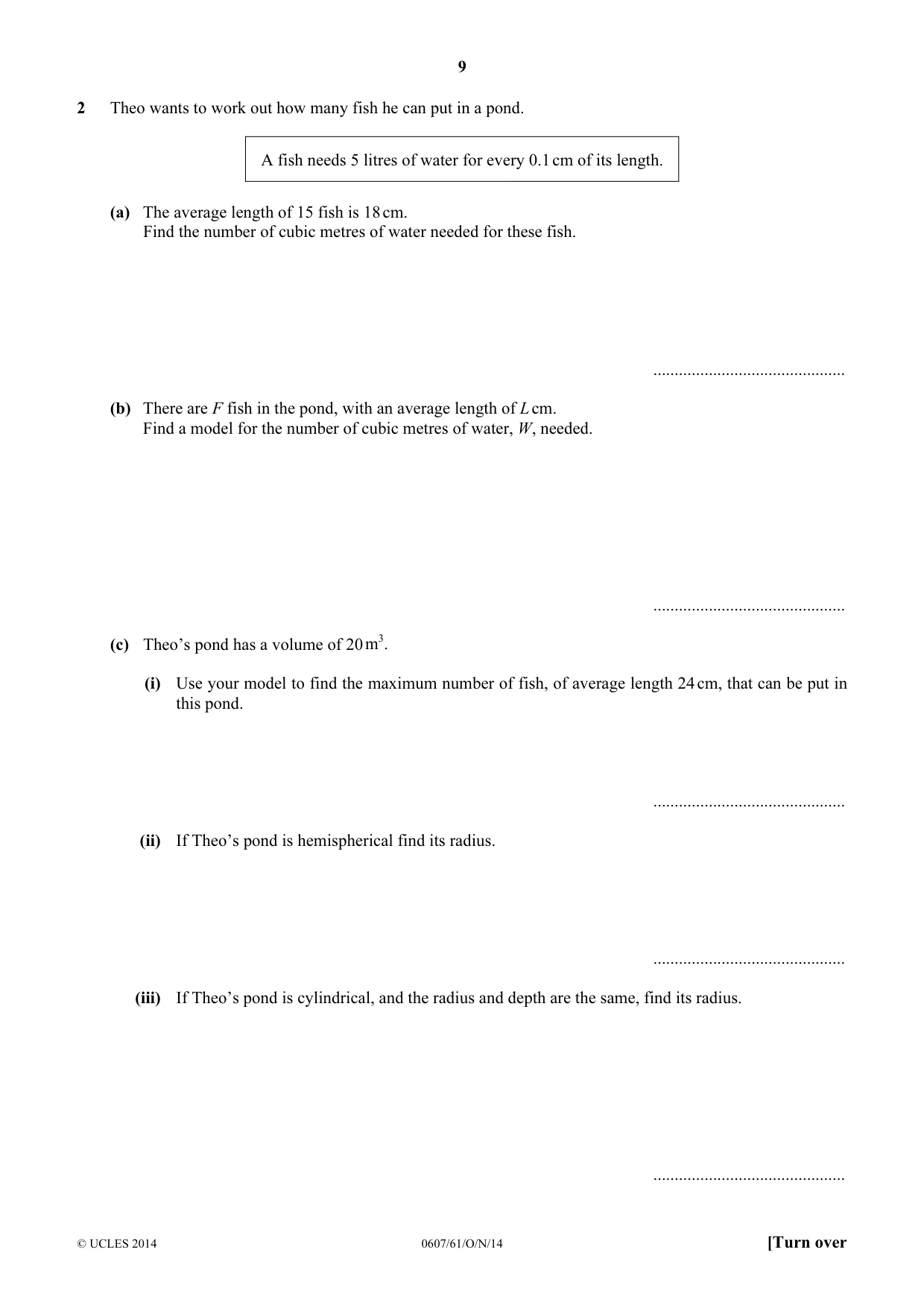 Cambridge IGCSE Mathematics - International 0607 2014 Oct/Nov Paper 6 · Variant 1 question paper, page 9 of 12