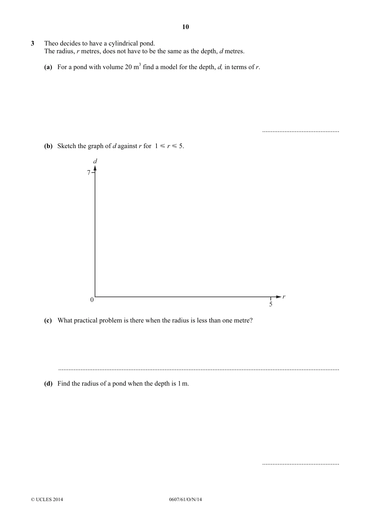 Cambridge IGCSE Mathematics - International 0607 2014 Oct/Nov Paper 6 · Variant 1 question paper, page 10 of 12
