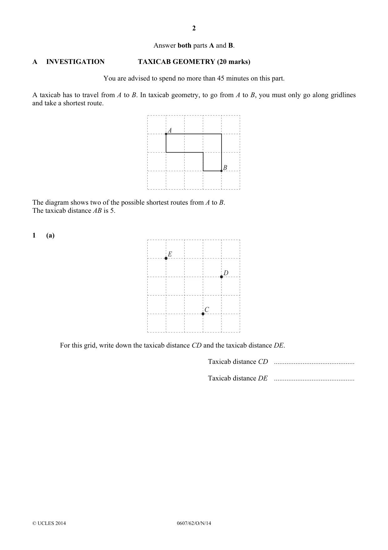 Cambridge IGCSE Mathematics - International 0607 2014 Oct/Nov Paper 6 · Variant 2 question paper, page 2 of 12