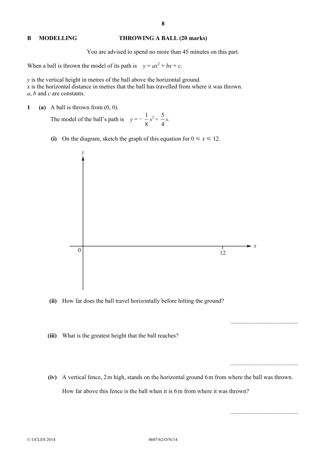Cambridge IGCSE Mathematics - International 0607 2014 Oct/Nov Paper 6 · Variant 2 question paper, page 8 of 12