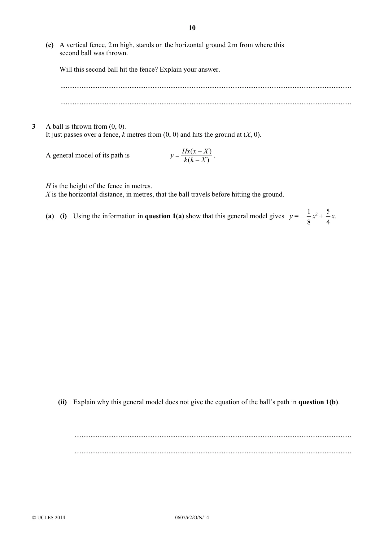 Cambridge IGCSE Mathematics - International 0607 2014 Oct/Nov Paper 6 · Variant 2 question paper, page 10 of 12