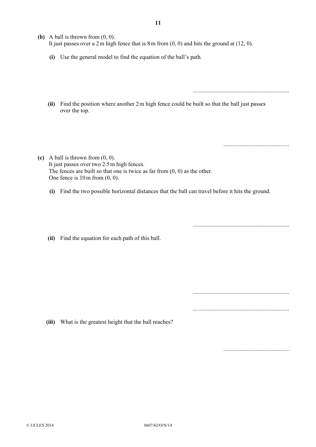 Cambridge IGCSE Mathematics - International 0607 2014 Oct/Nov Paper 6 · Variant 2 question paper, page 11 of 12