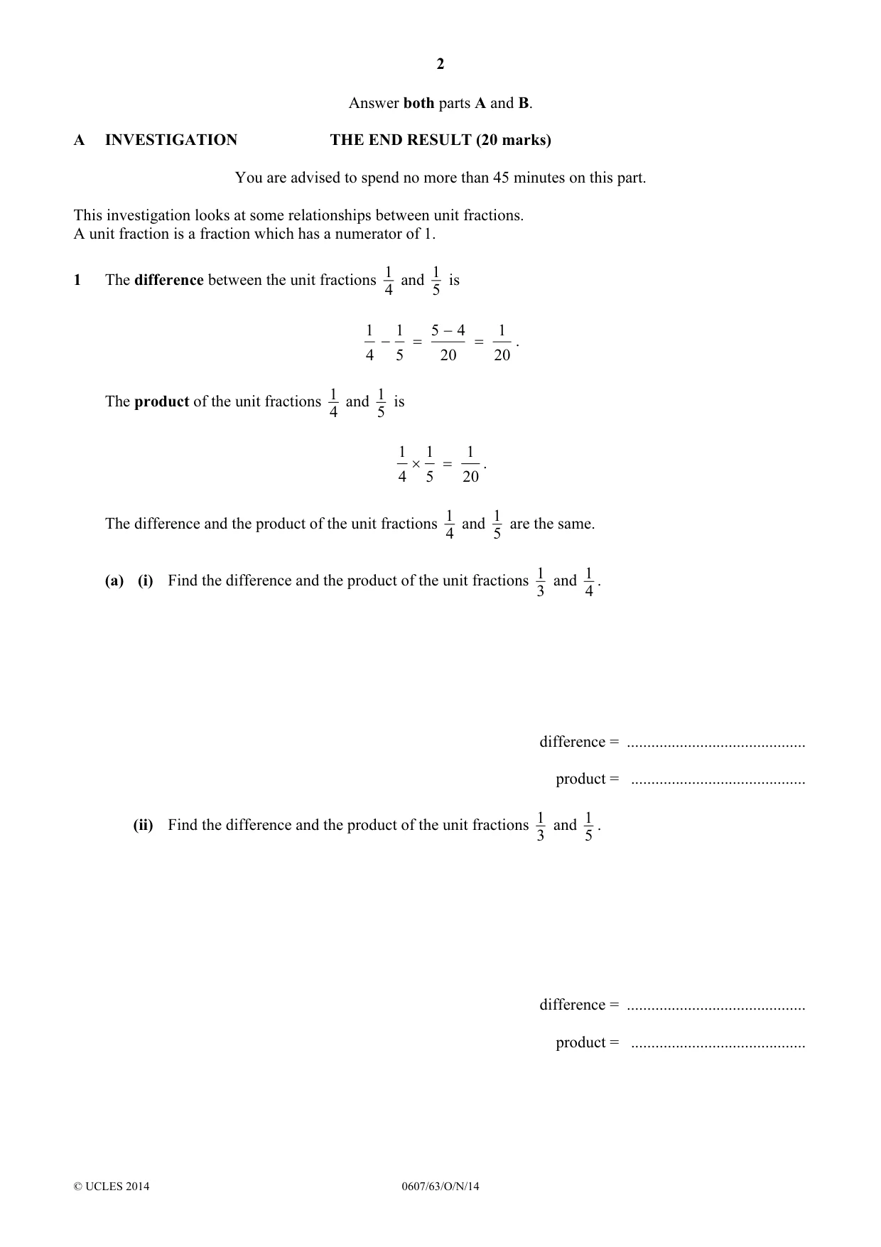 Cambridge IGCSE Mathematics - International 0607 2014 Oct/Nov Paper 6 · Variant 3 question paper, page 2 of 12