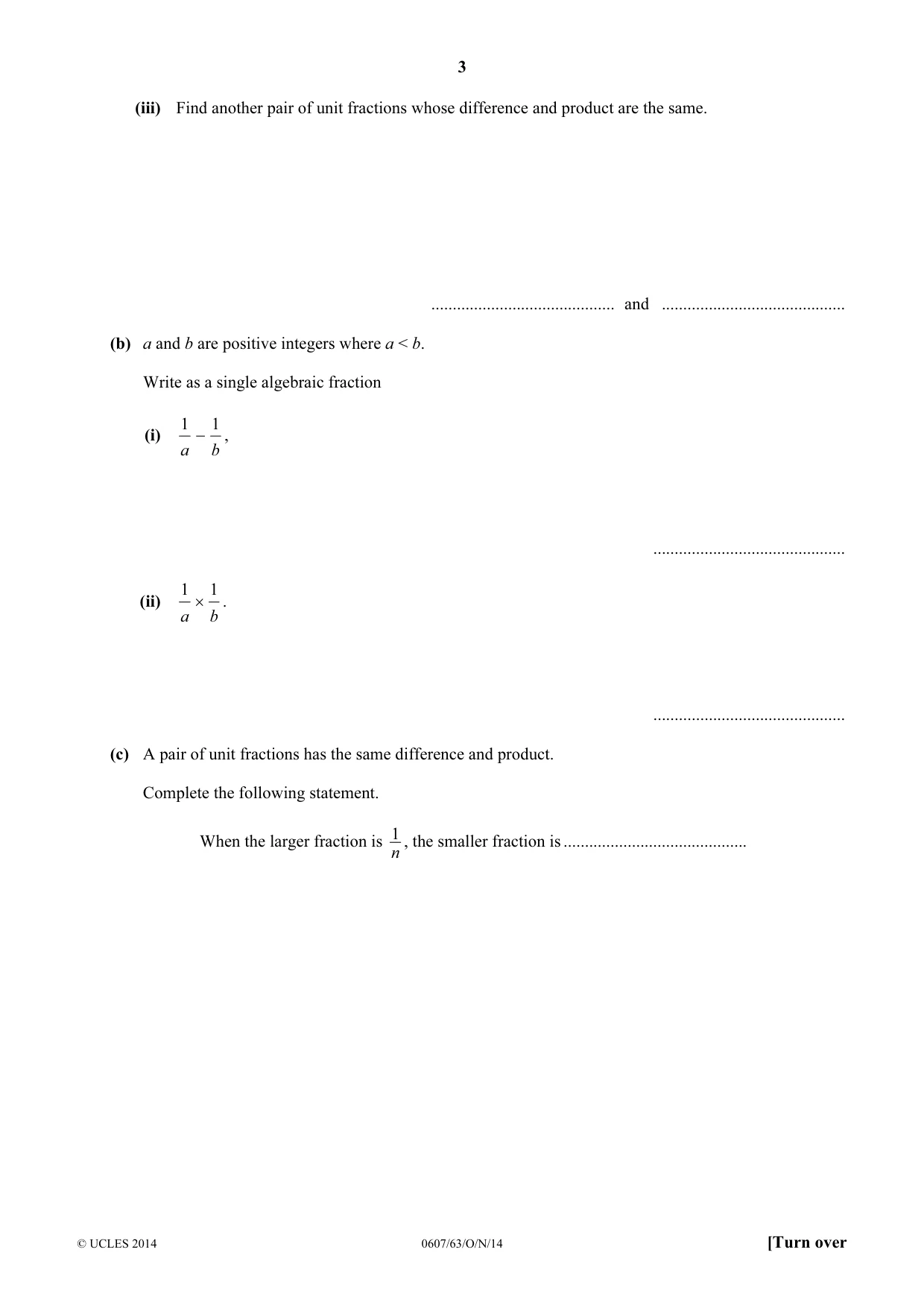 Cambridge IGCSE Mathematics - International 0607 2014 Oct/Nov Paper 6 · Variant 3 question paper, page 3 of 12