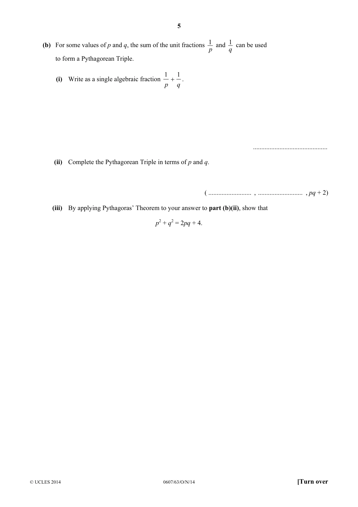 Cambridge IGCSE Mathematics - International 0607 2014 Oct/Nov Paper 6 · Variant 3 question paper, page 5 of 12