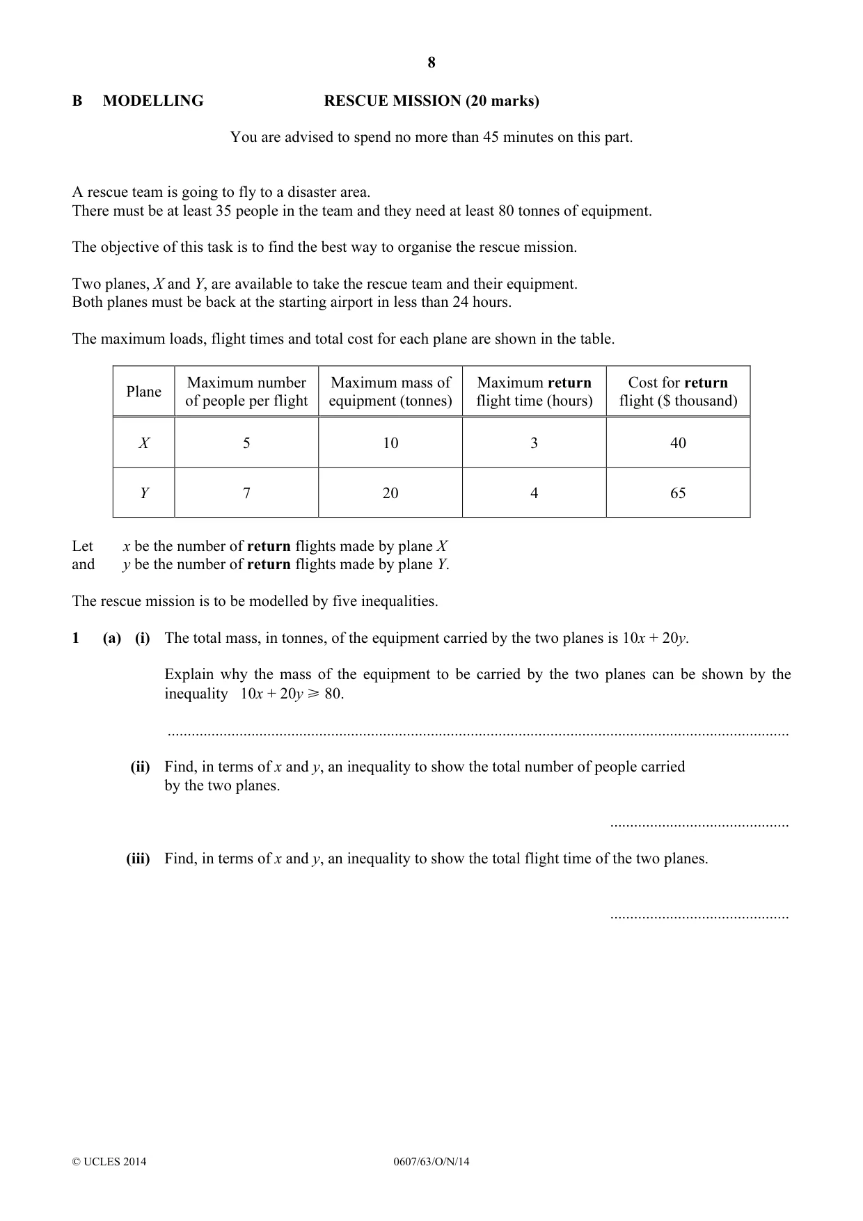 Cambridge IGCSE Mathematics - International 0607 2014 Oct/Nov Paper 6 · Variant 3 question paper, page 8 of 12