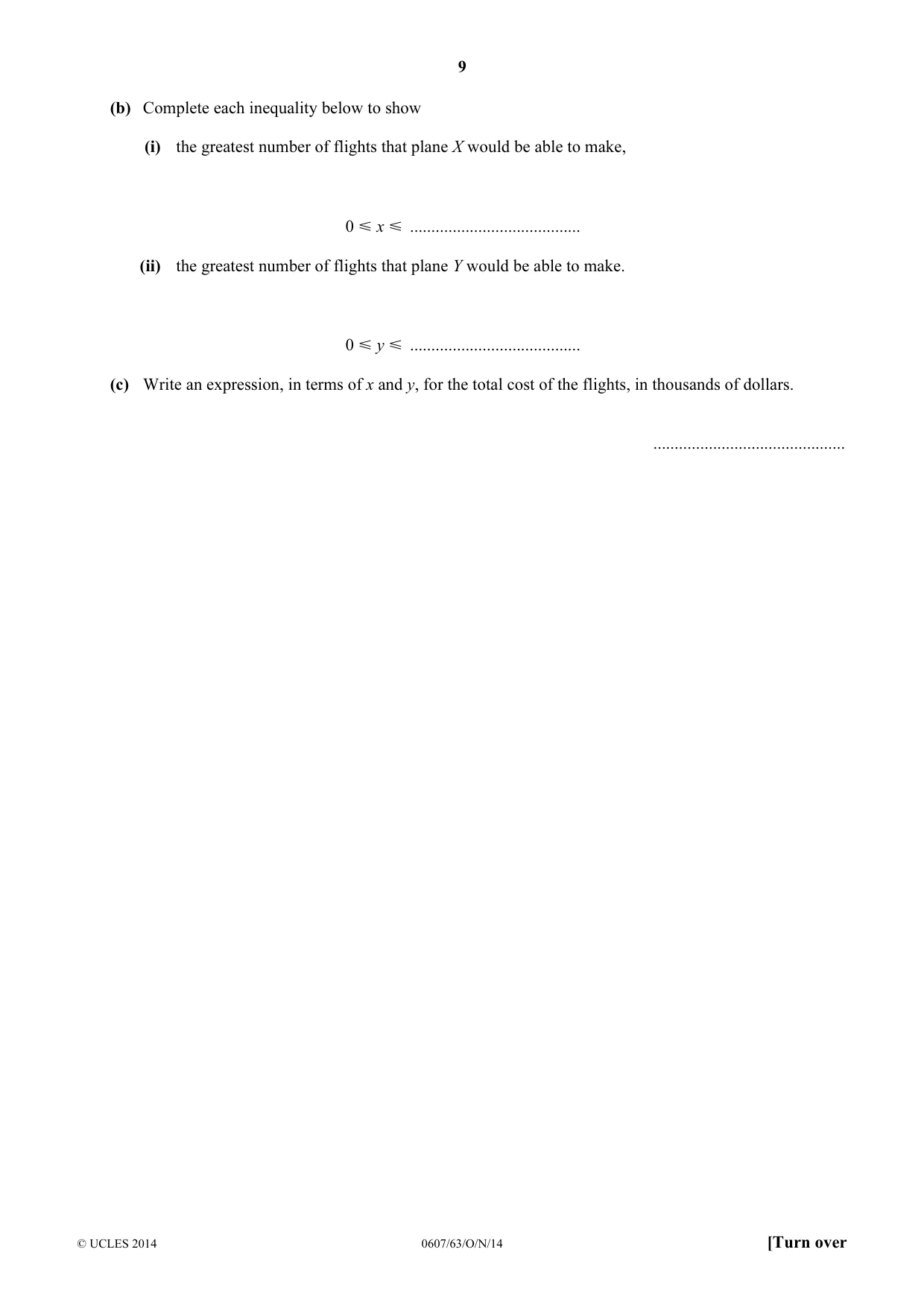 Cambridge IGCSE Mathematics - International 0607 2014 Oct/Nov Paper 6 · Variant 3 question paper, page 9 of 12