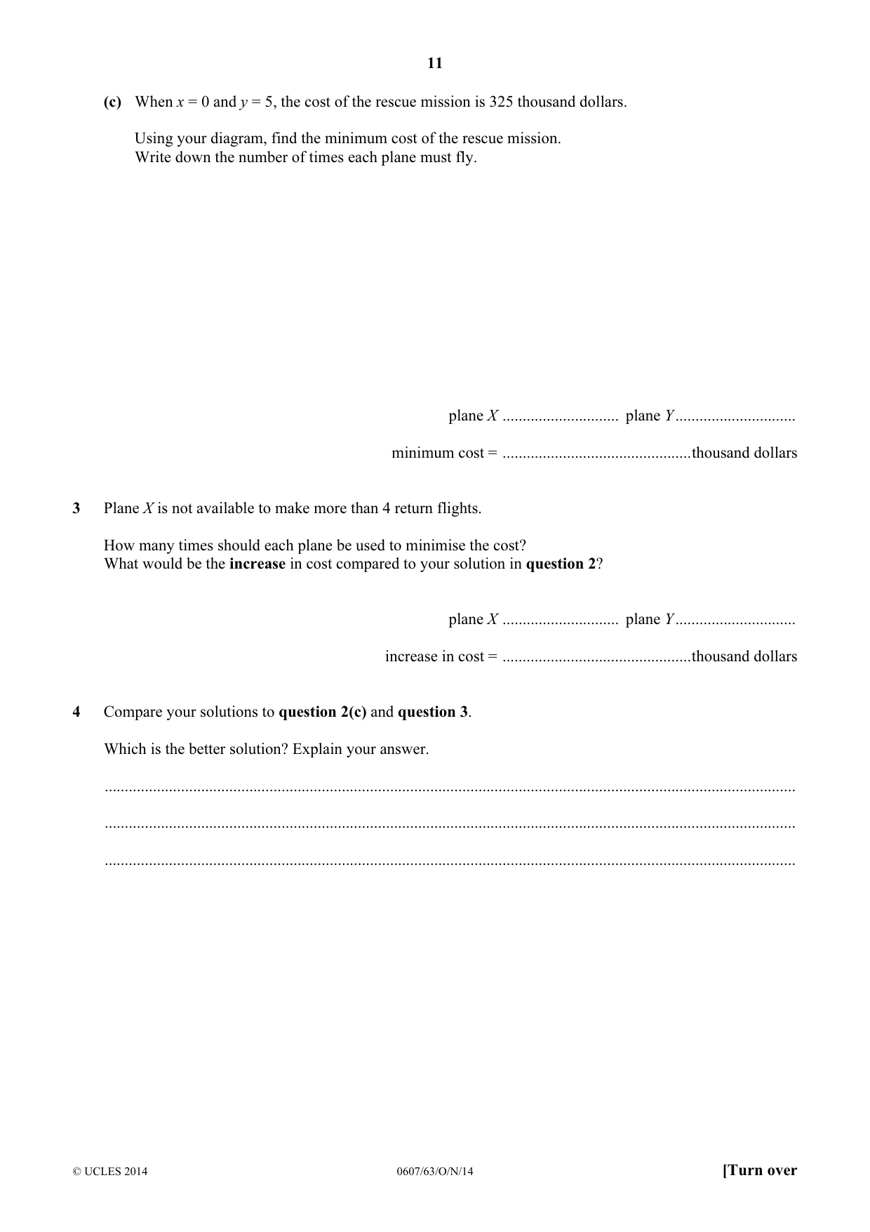 Cambridge IGCSE Mathematics - International 0607 2014 Oct/Nov Paper 6 · Variant 3 question paper, page 11 of 12