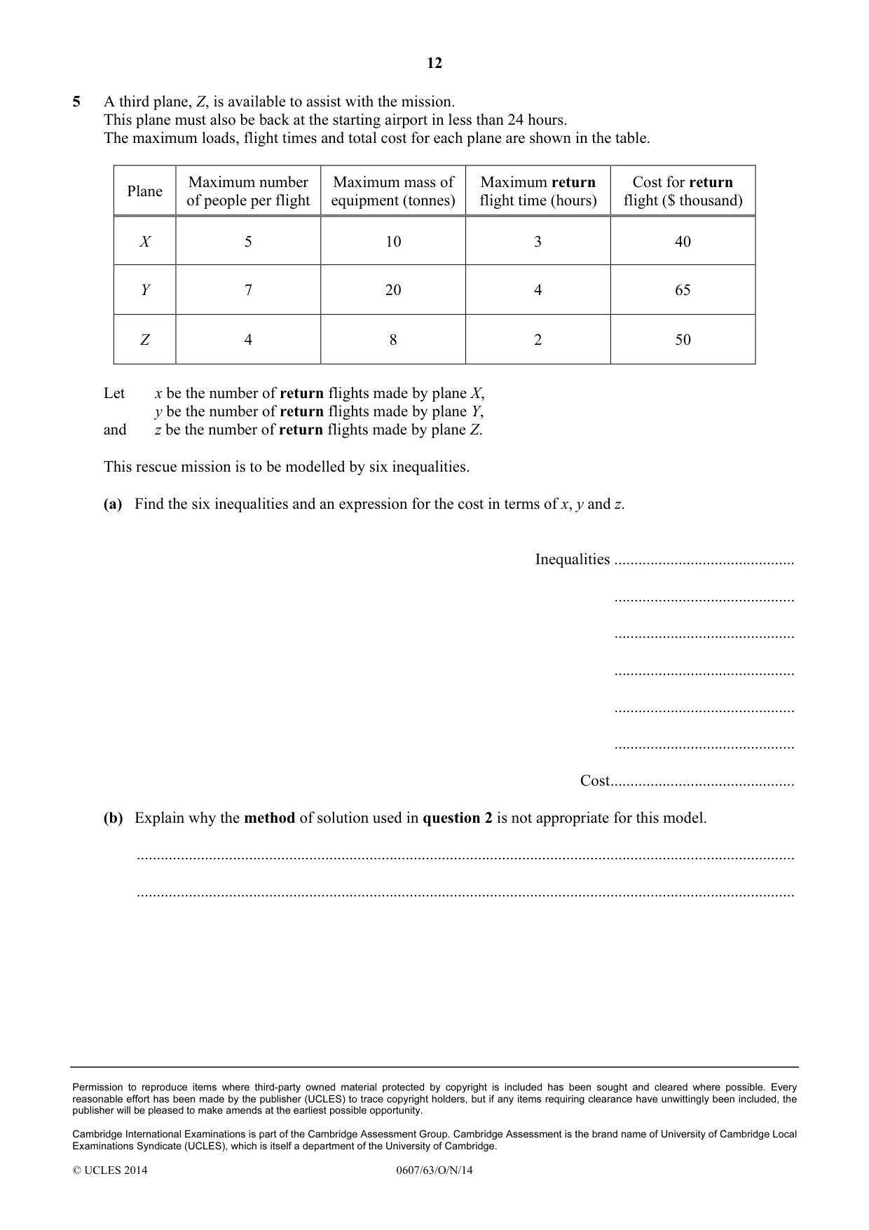 Cambridge IGCSE Mathematics - International 0607 2014 Oct/Nov Paper 6 · Variant 3 question paper, page 12 of 12