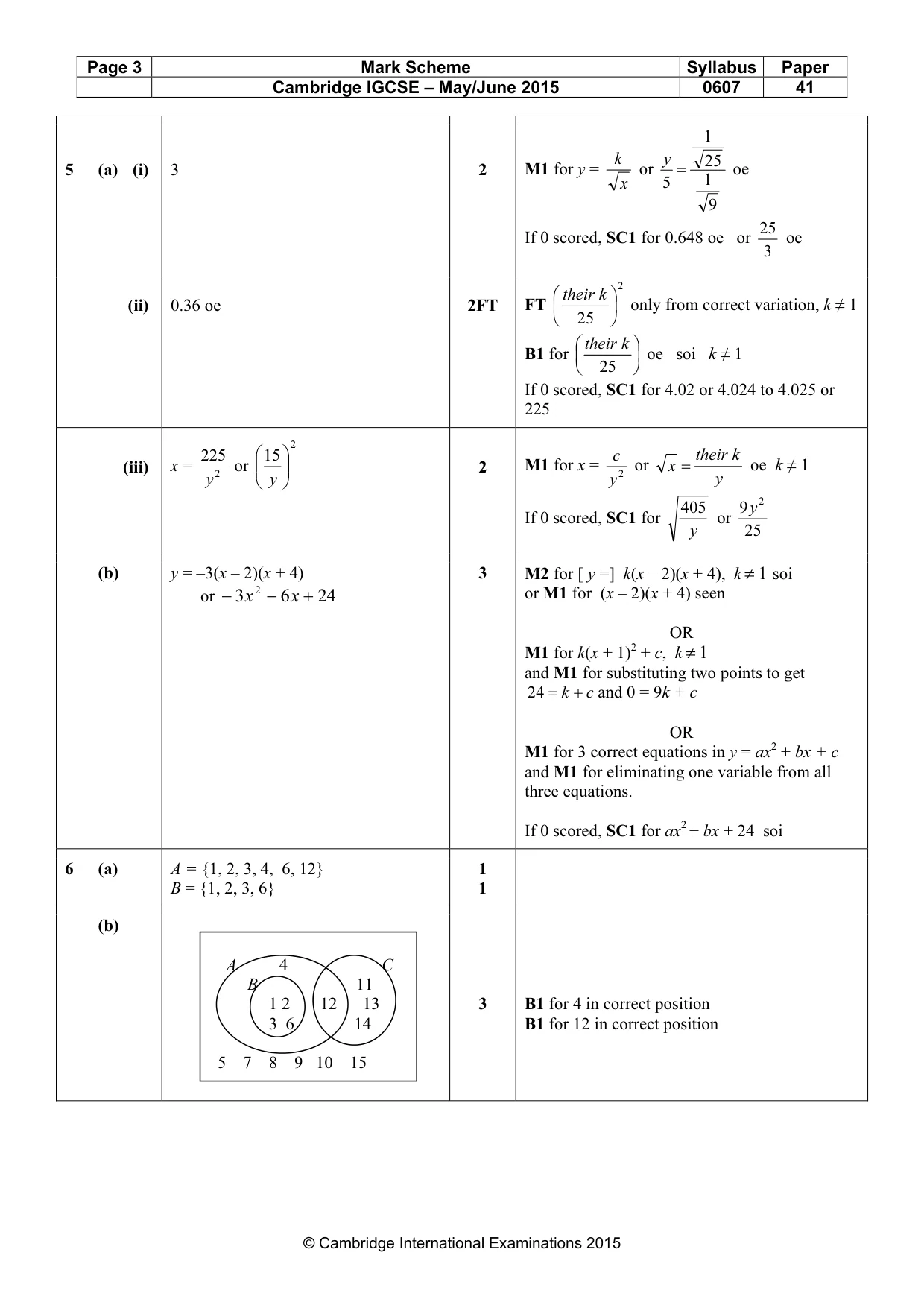 Mark scheme, page 3 of 7