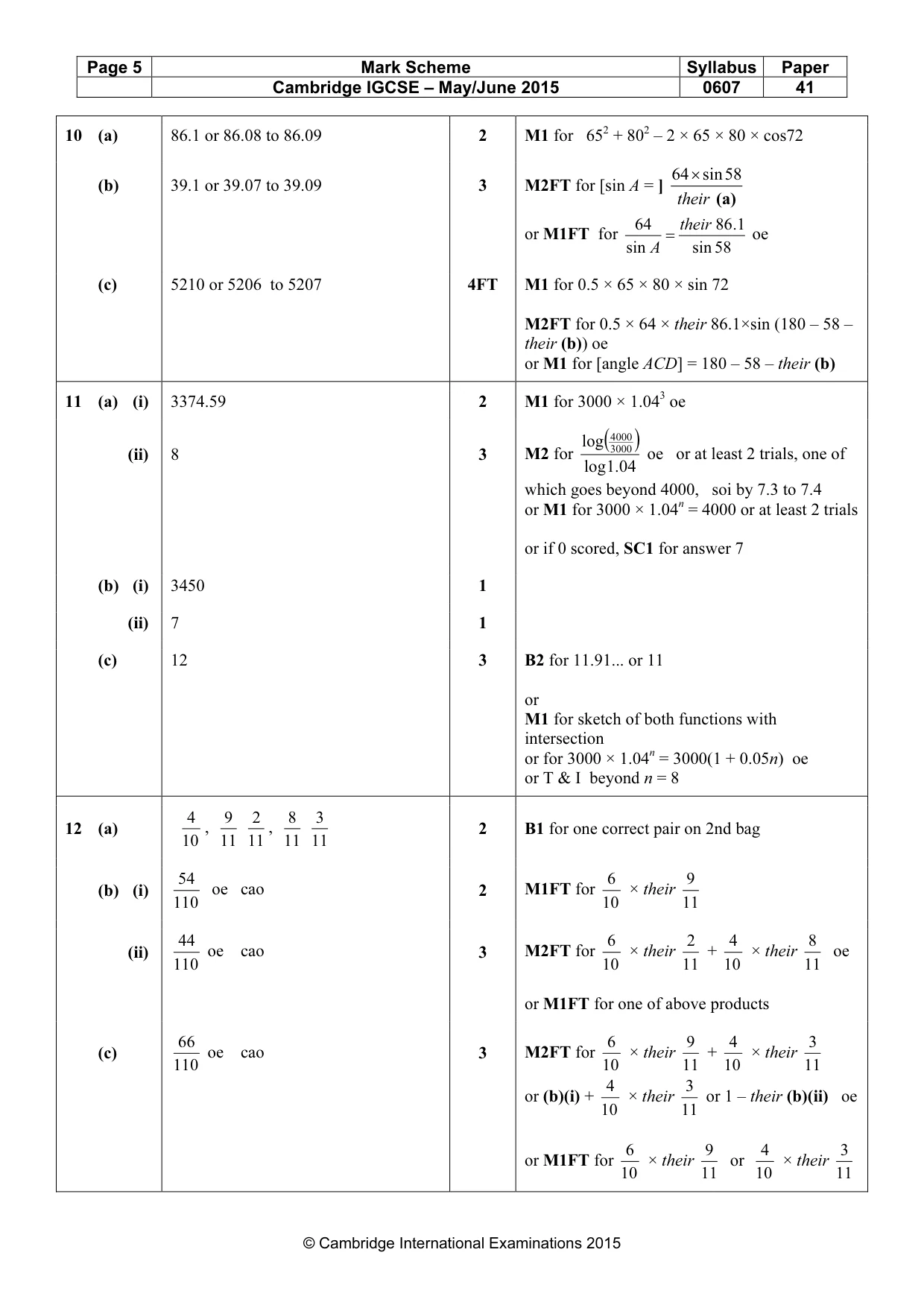 Mark scheme, page 5 of 7