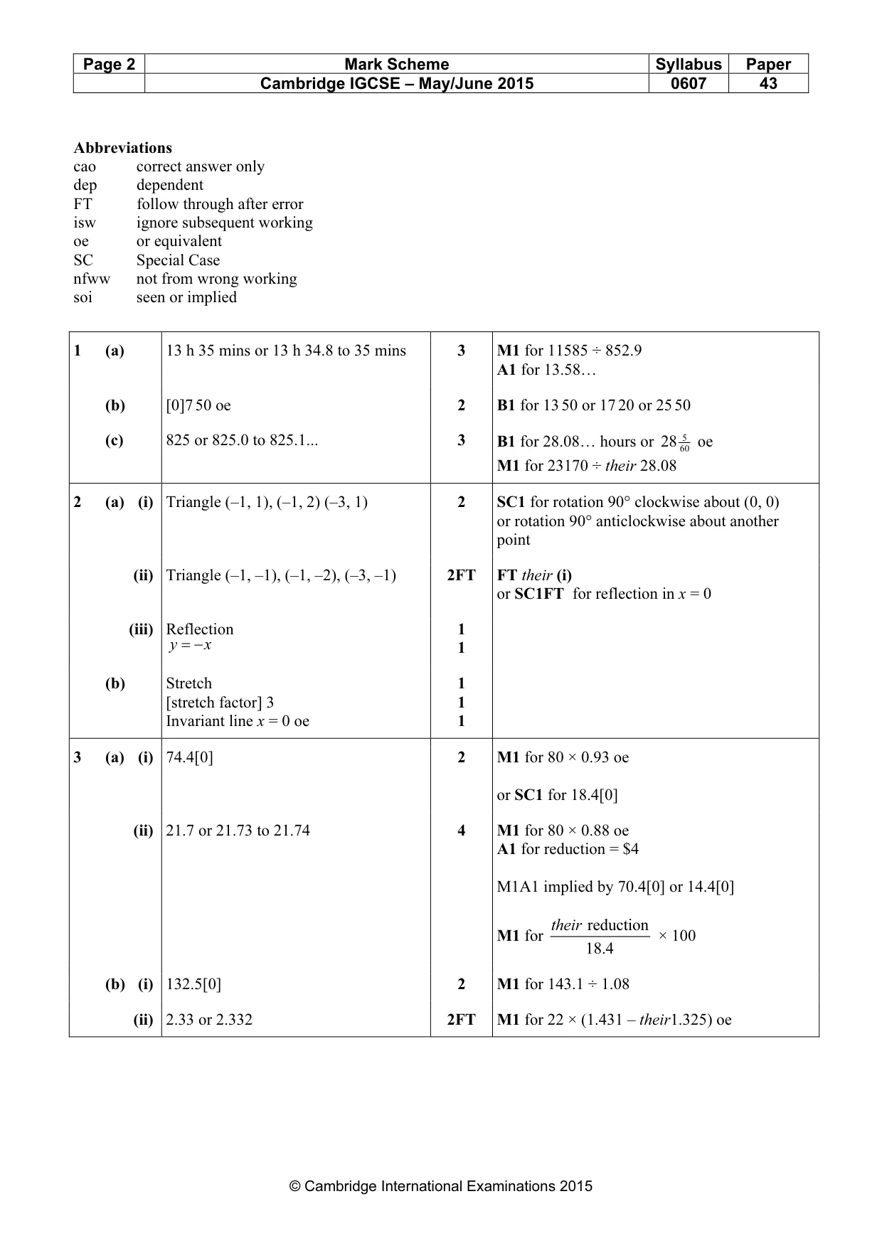 Mark scheme, page 2 of 6