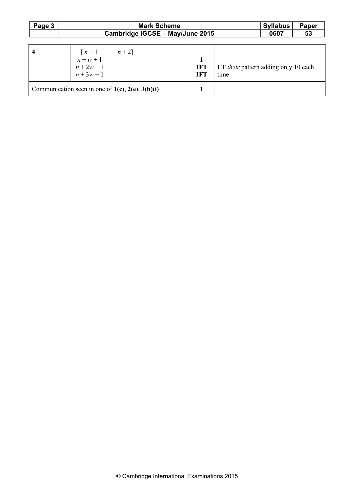Mark scheme, page 3 of 3