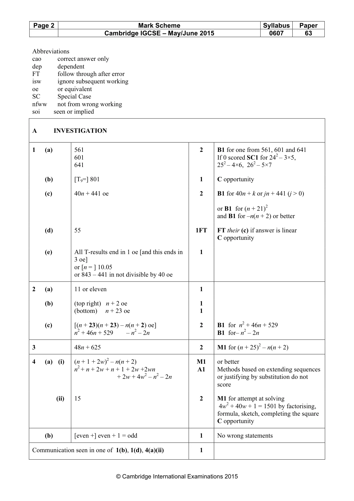 Mark scheme, page 2 of 4