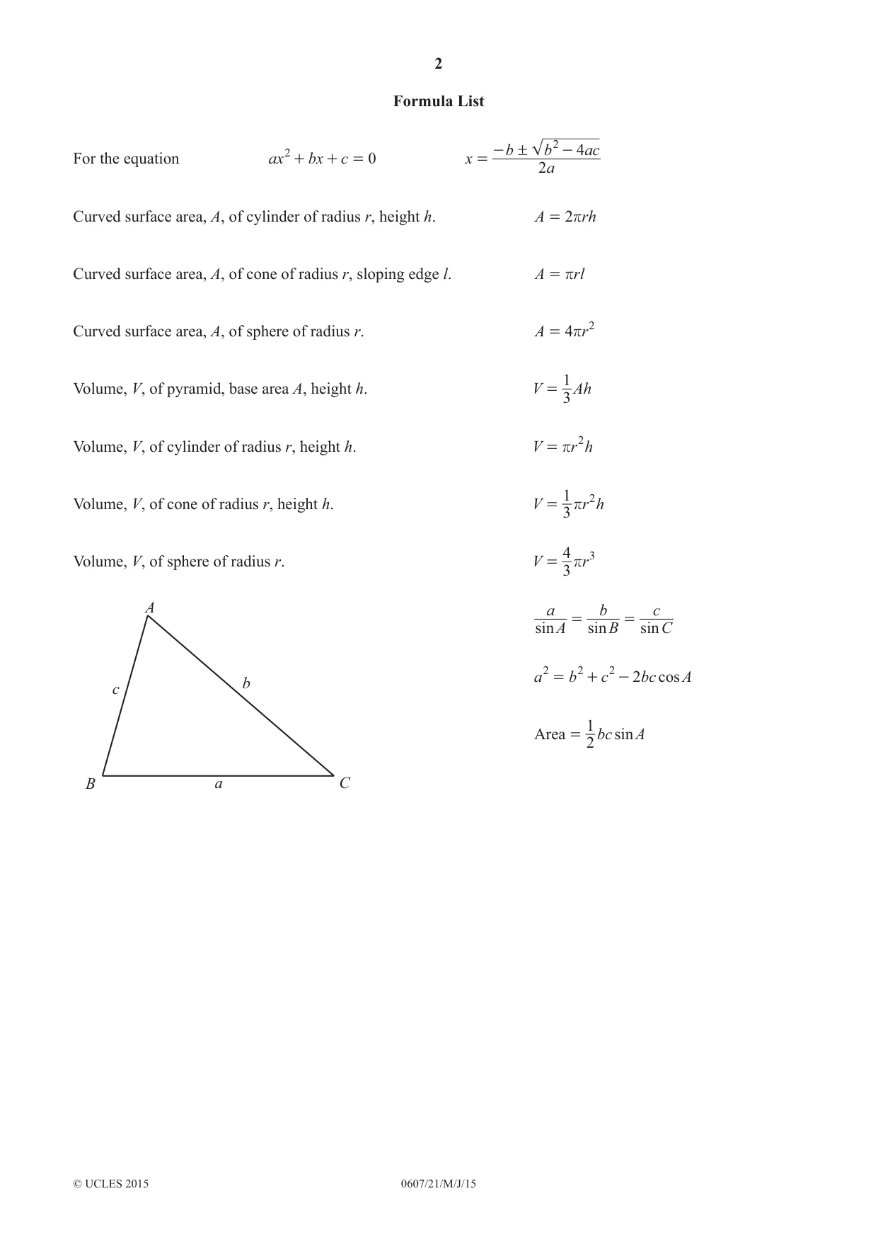 Cambridge IGCSE Mathematics - International 0607 2015 May/June Paper 2 · Variant 1 question paper, page 2 of 8