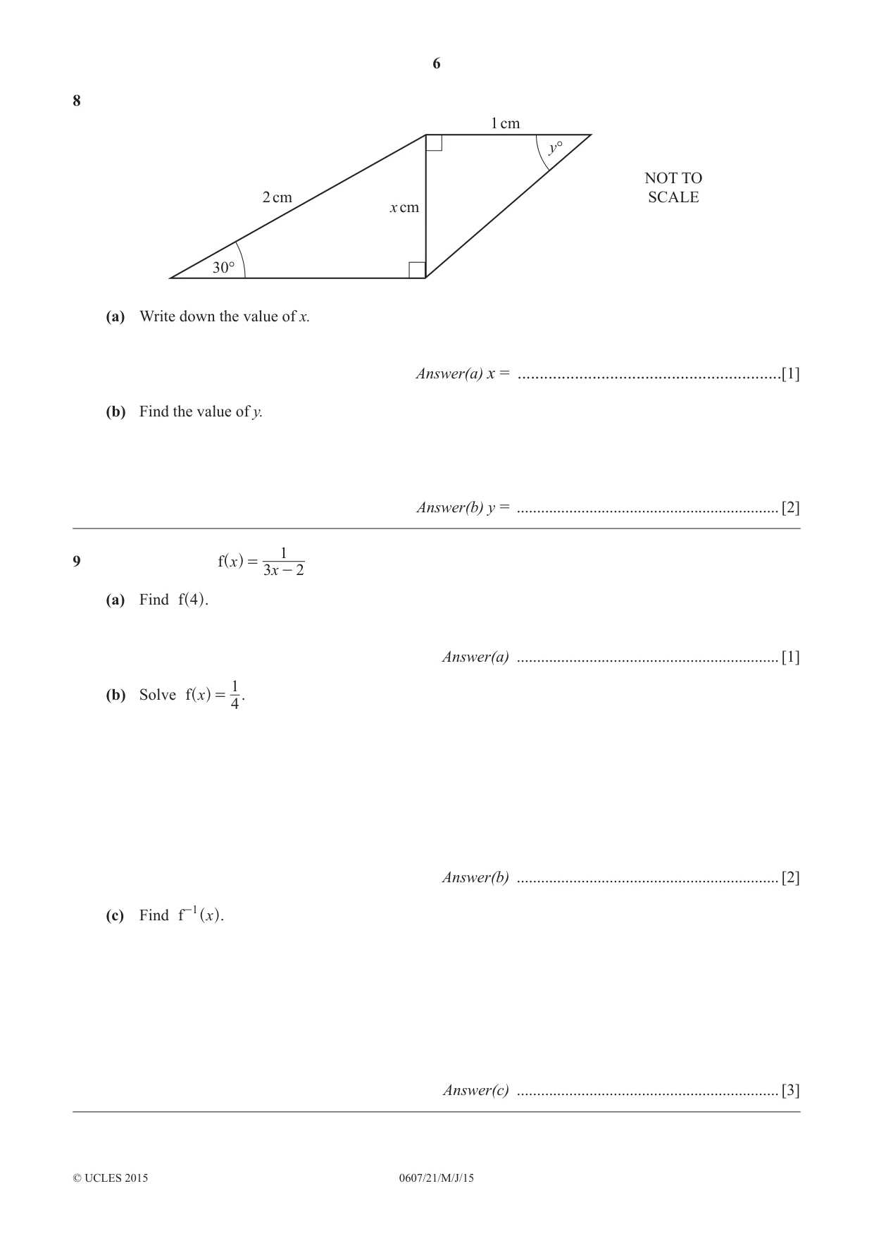 Cambridge IGCSE Mathematics - International 0607 2015 May/June Paper 2 · Variant 1 question paper, page 6 of 8