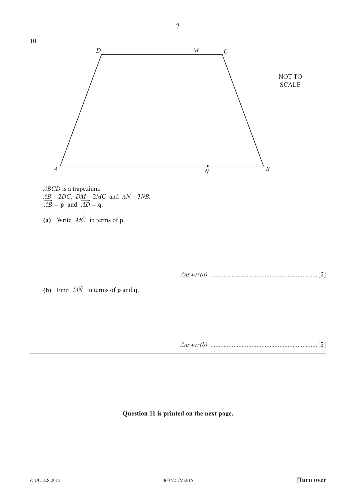 Cambridge IGCSE Mathematics - International 0607 2015 May/June Paper 2 · Variant 1 question paper, page 7 of 8