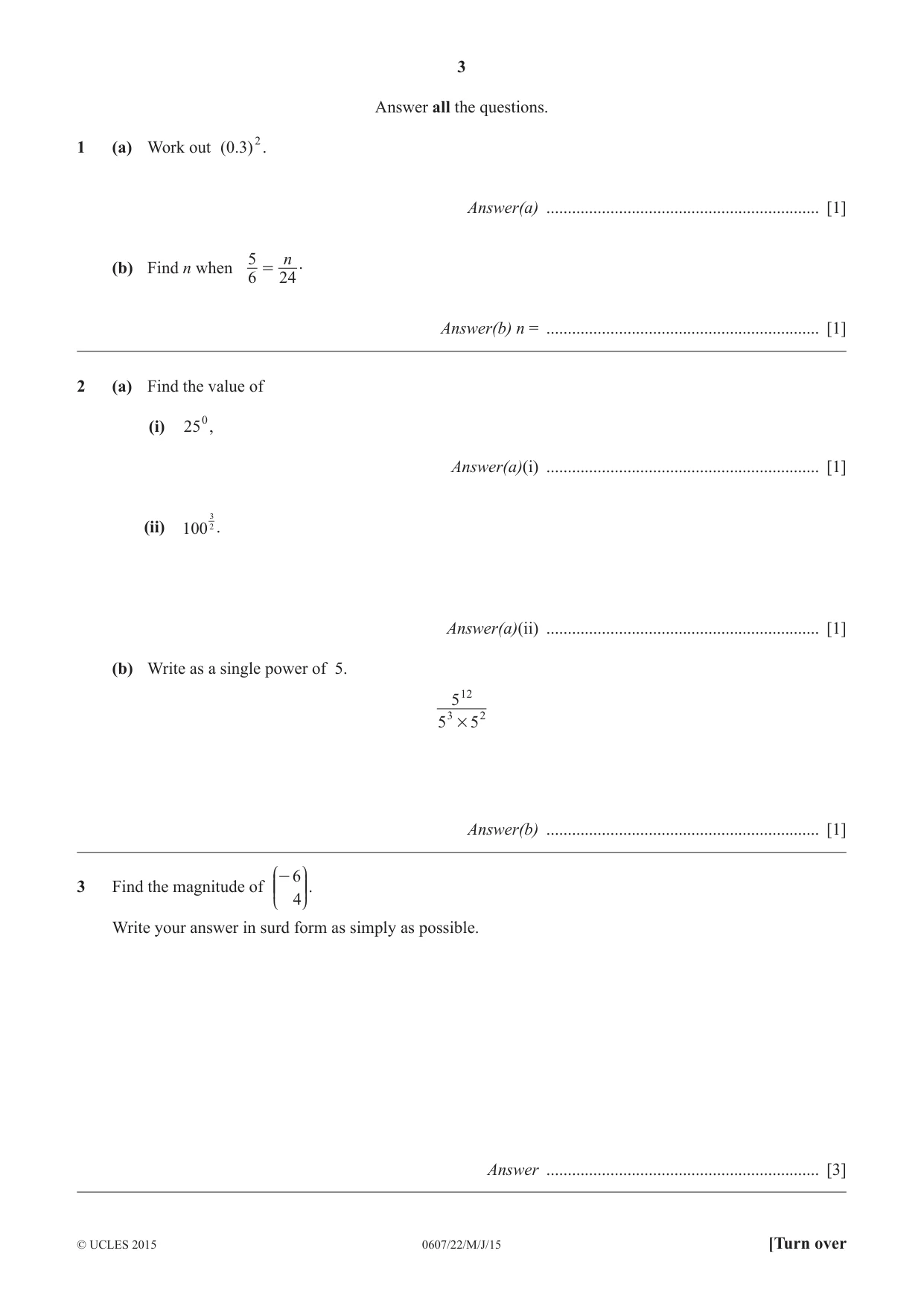 Cambridge IGCSE Mathematics - International 0607 2015 May/June Paper 2 · Variant 2 question paper, page 3 of 8