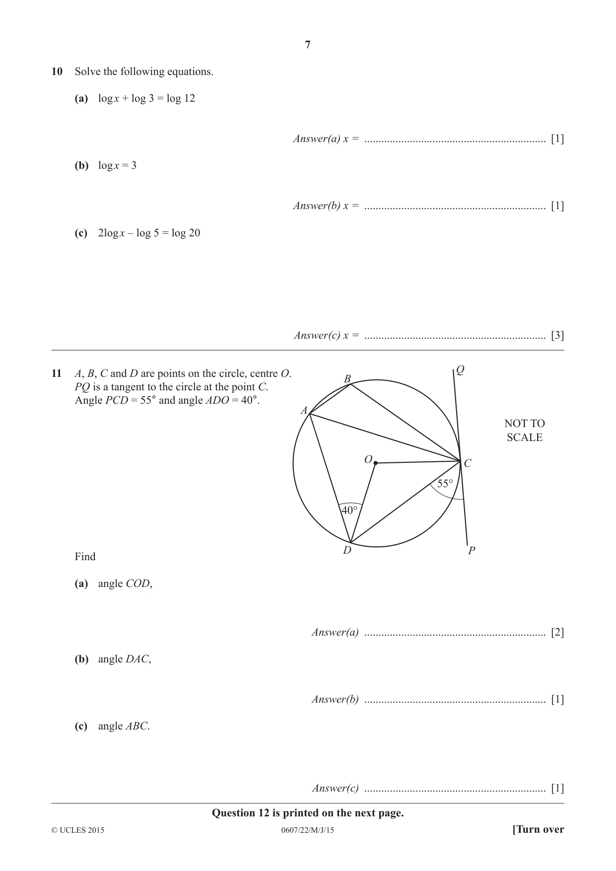 Cambridge IGCSE Mathematics - International 0607 2015 May/June Paper 2 · Variant 2 question paper, page 7 of 8