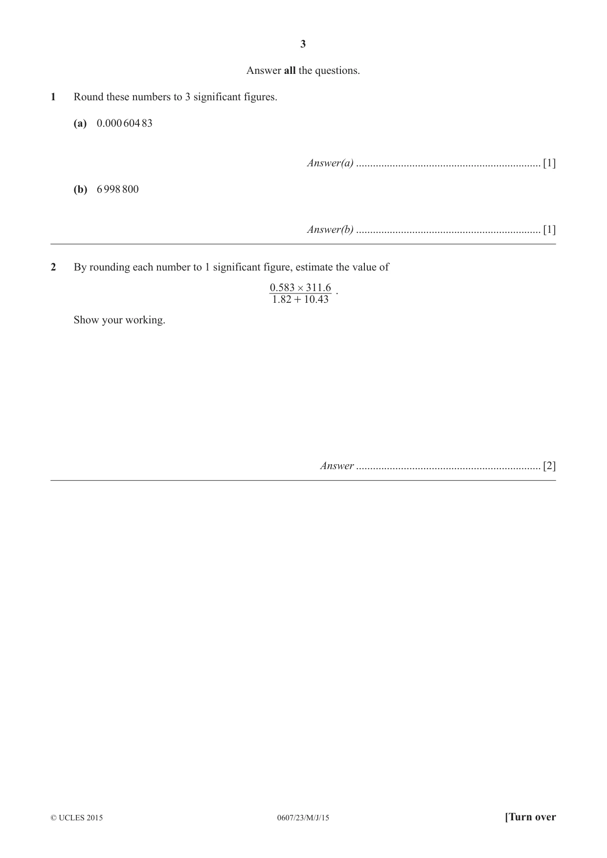 Cambridge IGCSE Mathematics - International 0607 2015 May/June Paper 2 · Variant 3 question paper, page 3 of 12