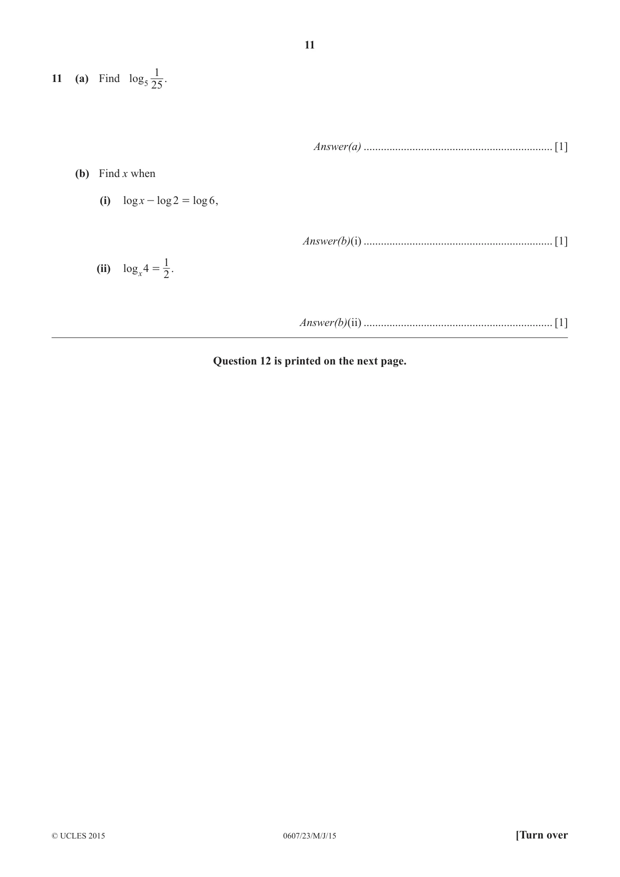 Cambridge IGCSE Mathematics - International 0607 2015 May/June Paper 2 · Variant 3 question paper, page 11 of 12
