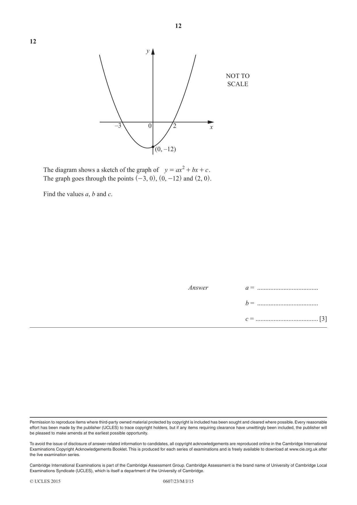 Cambridge IGCSE Mathematics - International 0607 2015 May/June Paper 2 · Variant 3 question paper, page 12 of 12