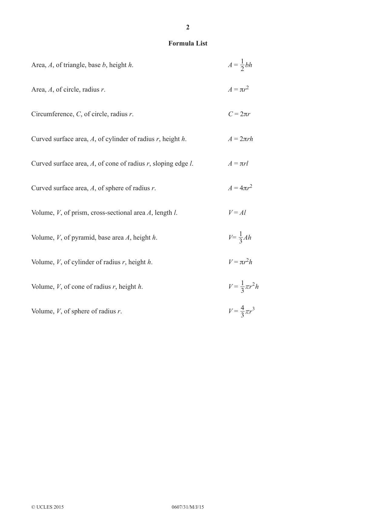 Cambridge IGCSE Mathematics - International 0607 2015 May/June Paper 3 · Variant 1 question paper, page 2 of 16