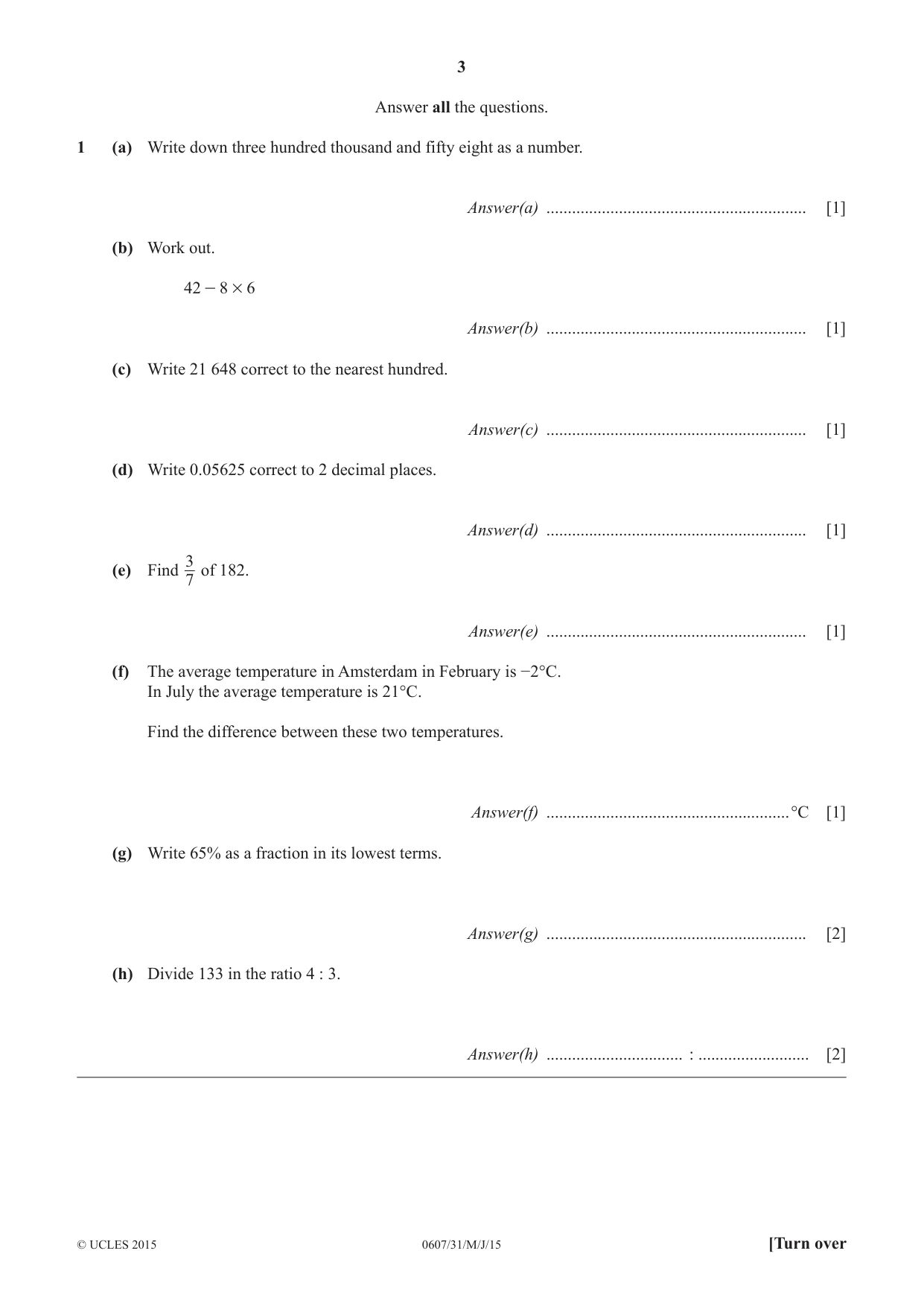 Cambridge IGCSE Mathematics - International 0607 2015 May/June Paper 3 · Variant 1 question paper, page 3 of 16