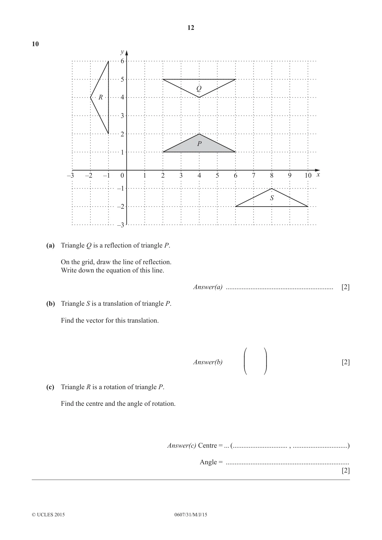 Cambridge IGCSE Mathematics - International 0607 2015 May/June Paper 3 · Variant 1 question paper, page 12 of 16