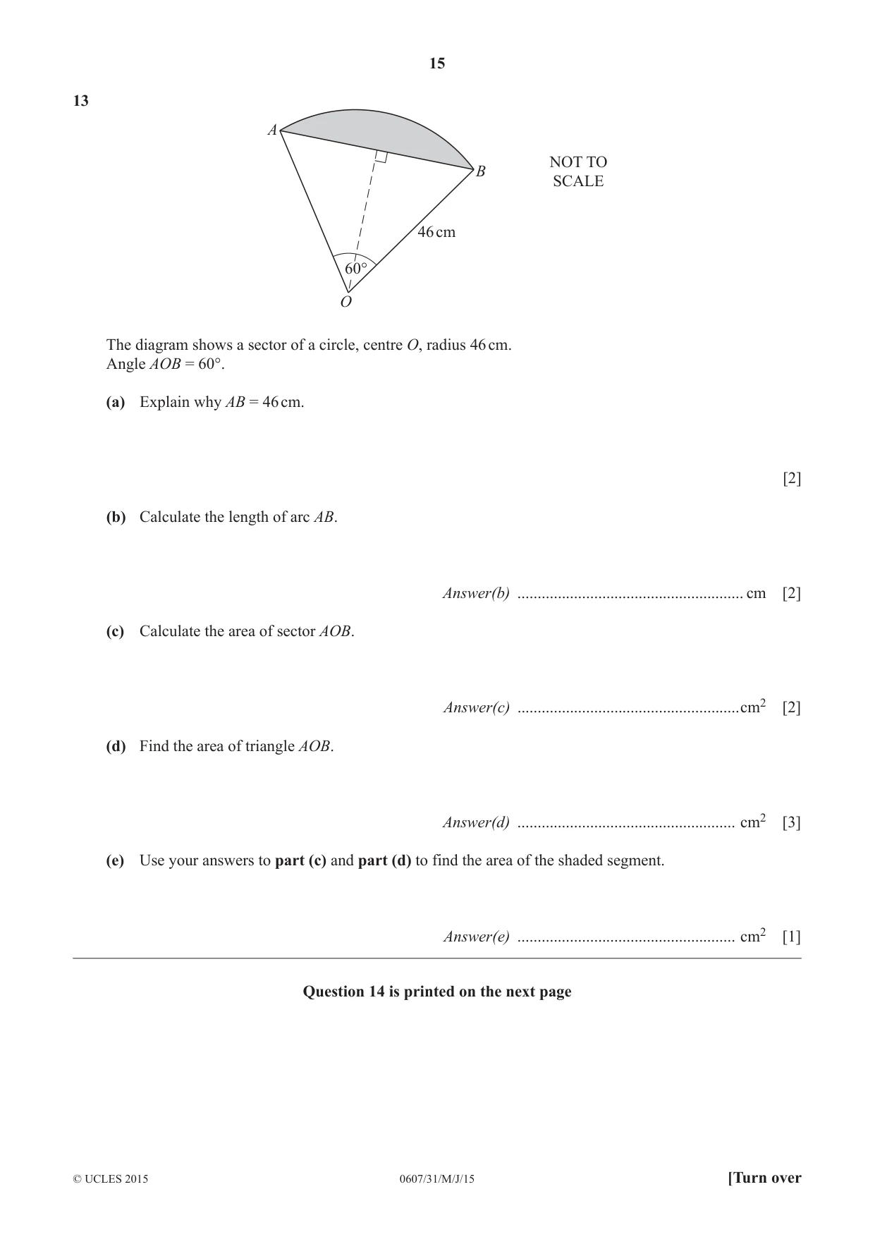 Cambridge IGCSE Mathematics - International 0607 2015 May/June Paper 3 · Variant 1 question paper, page 15 of 16