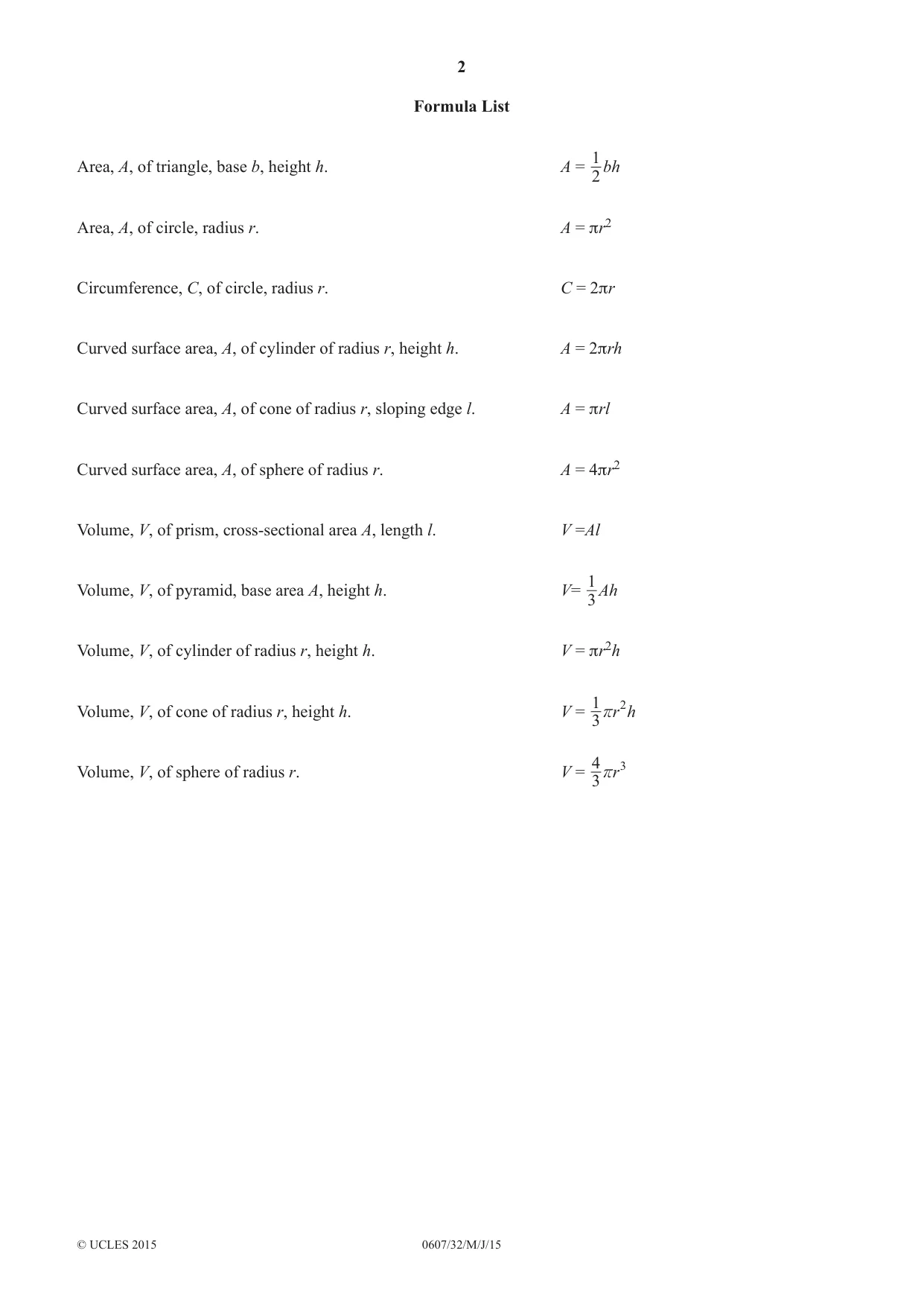 Cambridge IGCSE Mathematics - International 0607 2015 May/June Paper 3 · Variant 2 question paper, page 2 of 16