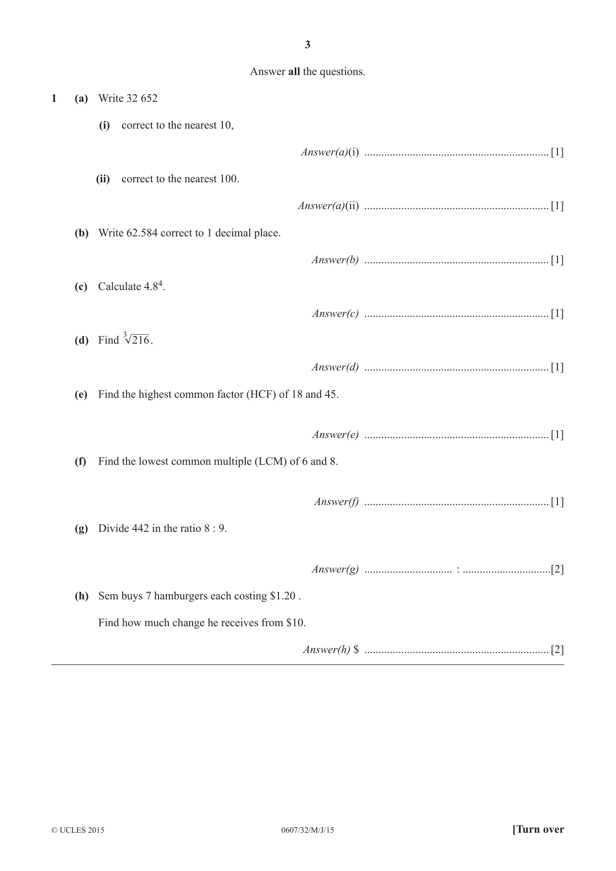 Cambridge IGCSE Mathematics - International 0607 2015 May/June Paper 3 · Variant 2 question paper, page 3 of 16