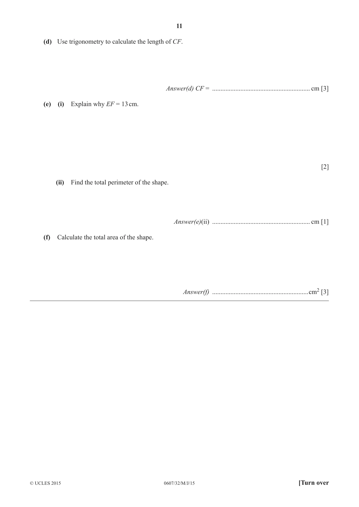 Cambridge IGCSE Mathematics - International 0607 2015 May/June Paper 3 · Variant 2 question paper, page 11 of 16