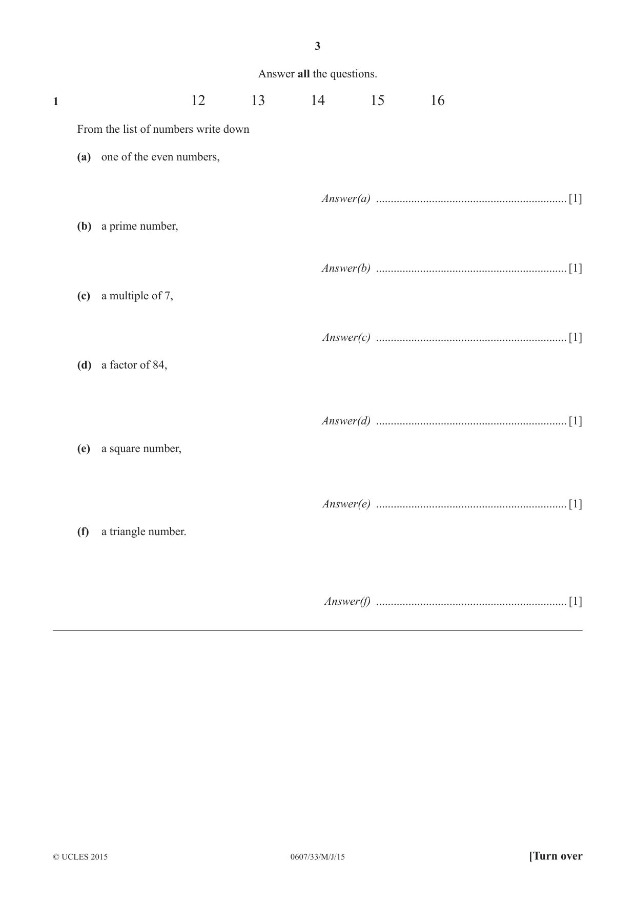 Cambridge IGCSE Mathematics - International 0607 2015 May/June Paper 3 · Variant 3 question paper, page 3 of 16