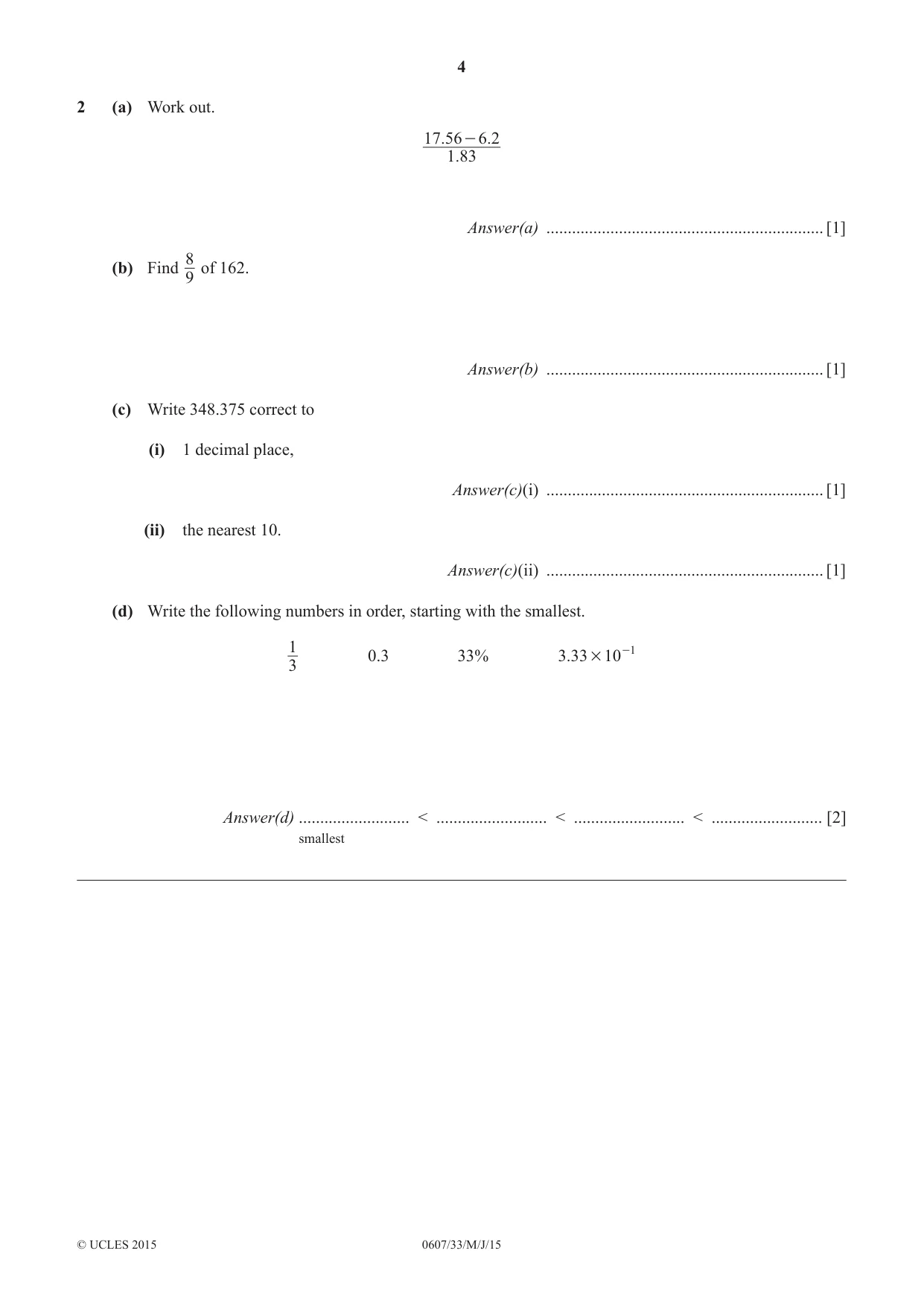 Cambridge IGCSE Mathematics - International 0607 2015 May/June Paper 3 · Variant 3 question paper, page 4 of 16