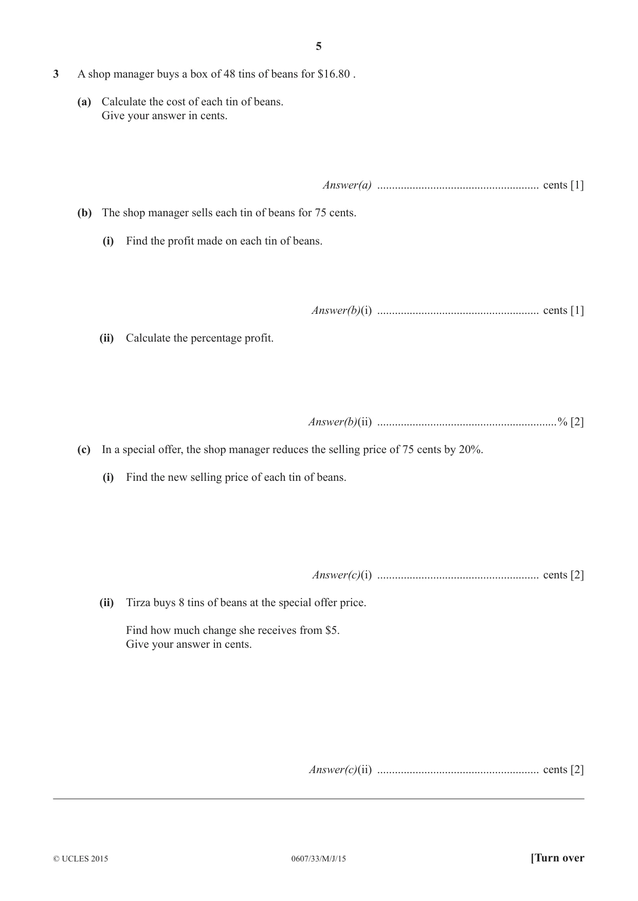 Cambridge IGCSE Mathematics - International 0607 2015 May/June Paper 3 · Variant 3 question paper, page 5 of 16