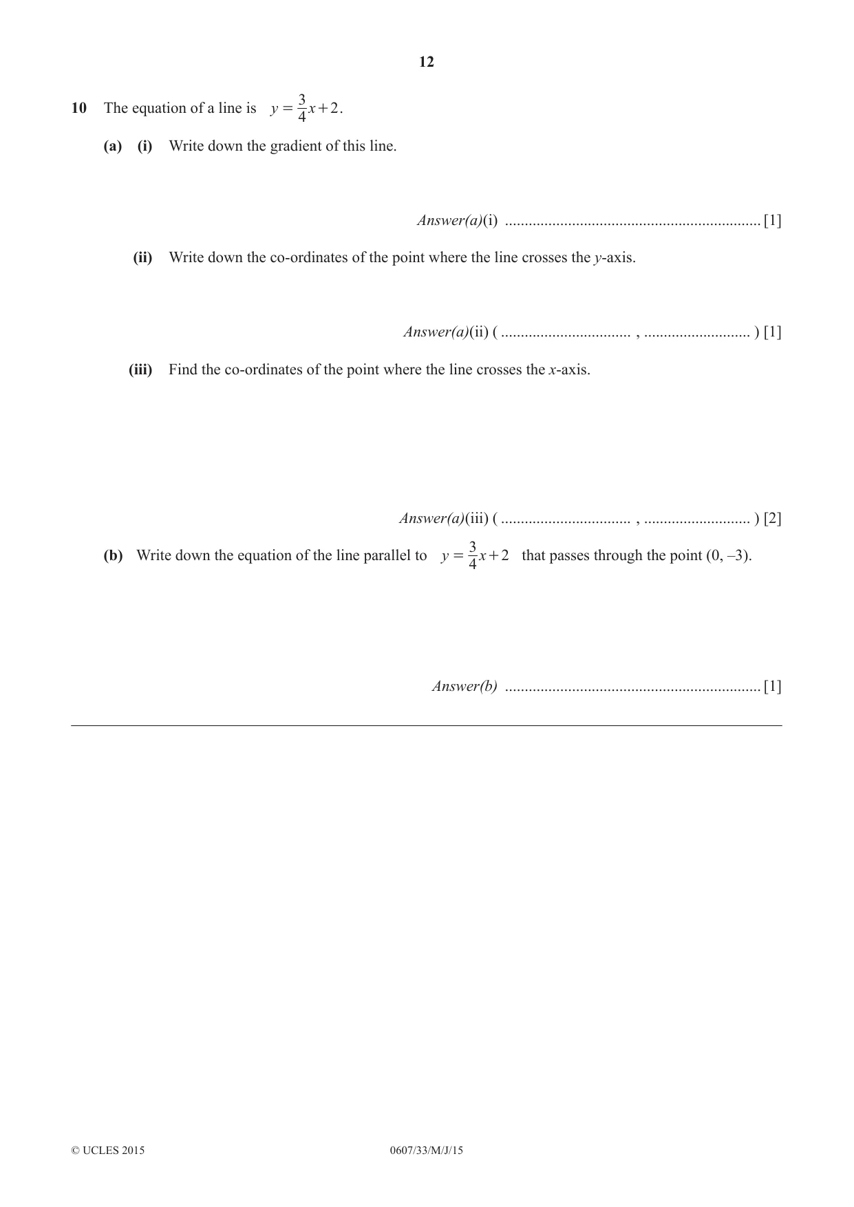 Cambridge IGCSE Mathematics - International 0607 2015 May/June Paper 3 · Variant 3 question paper, page 12 of 16