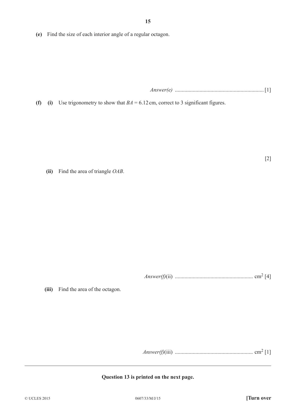 Cambridge IGCSE Mathematics - International 0607 2015 May/June Paper 3 · Variant 3 question paper, page 15 of 16