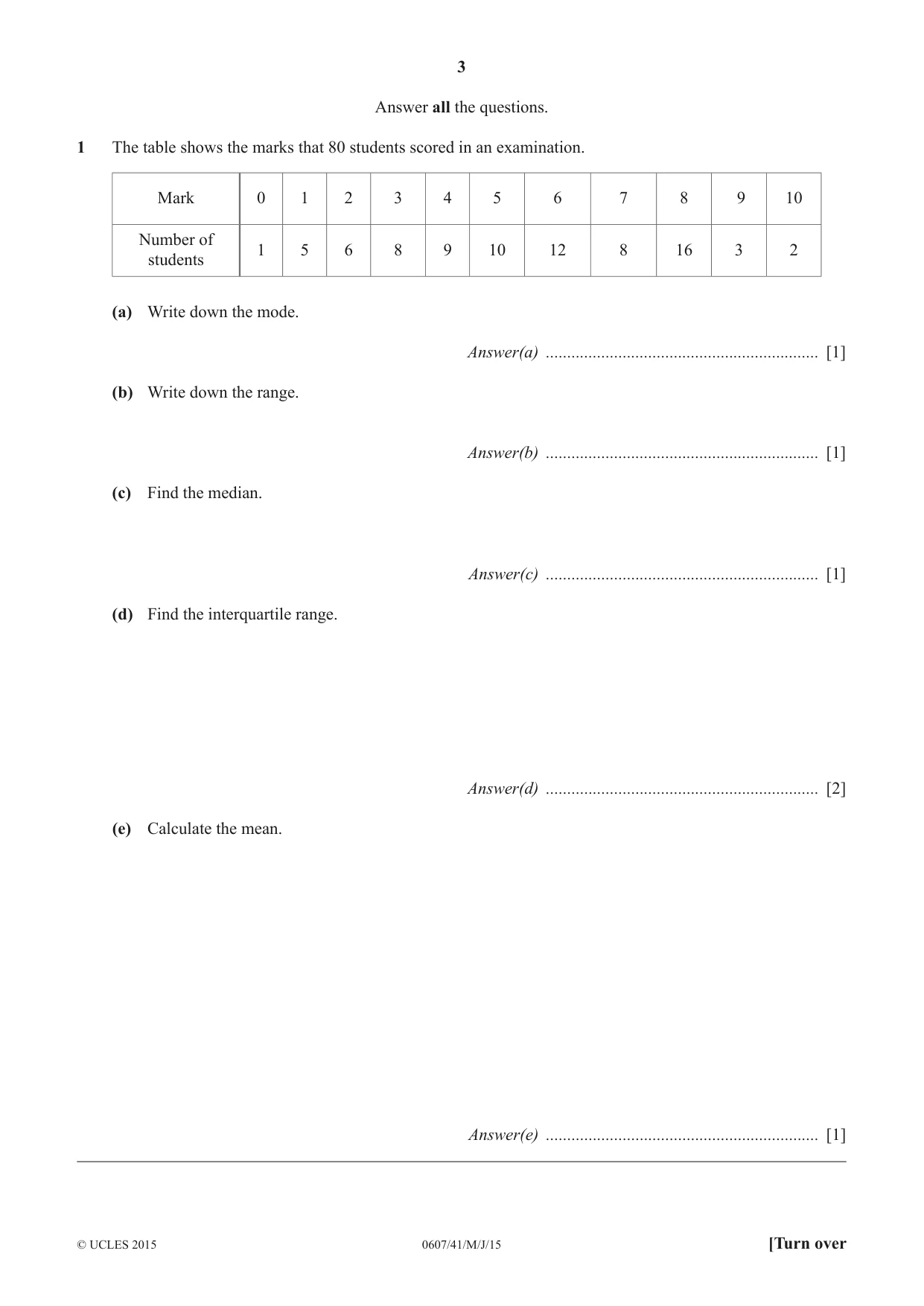 Cambridge IGCSE Mathematics - International 0607 2015 May/June Paper 4 · Variant 1 question paper, page 3 of 20