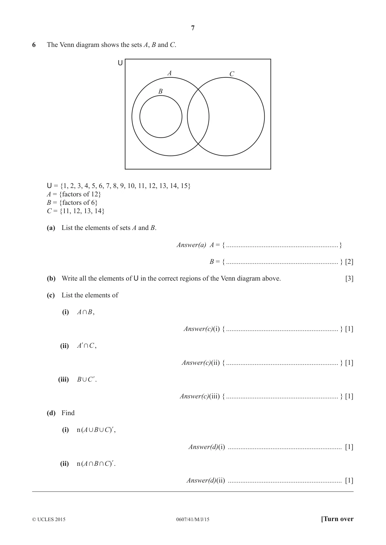 Cambridge IGCSE Mathematics - International 0607 2015 May/June Paper 4 · Variant 1 question paper, page 7 of 20