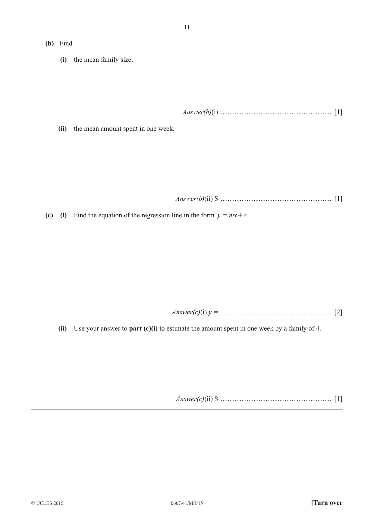 Cambridge IGCSE Mathematics - International 0607 2015 May/June Paper 4 · Variant 1 question paper, page 11 of 20