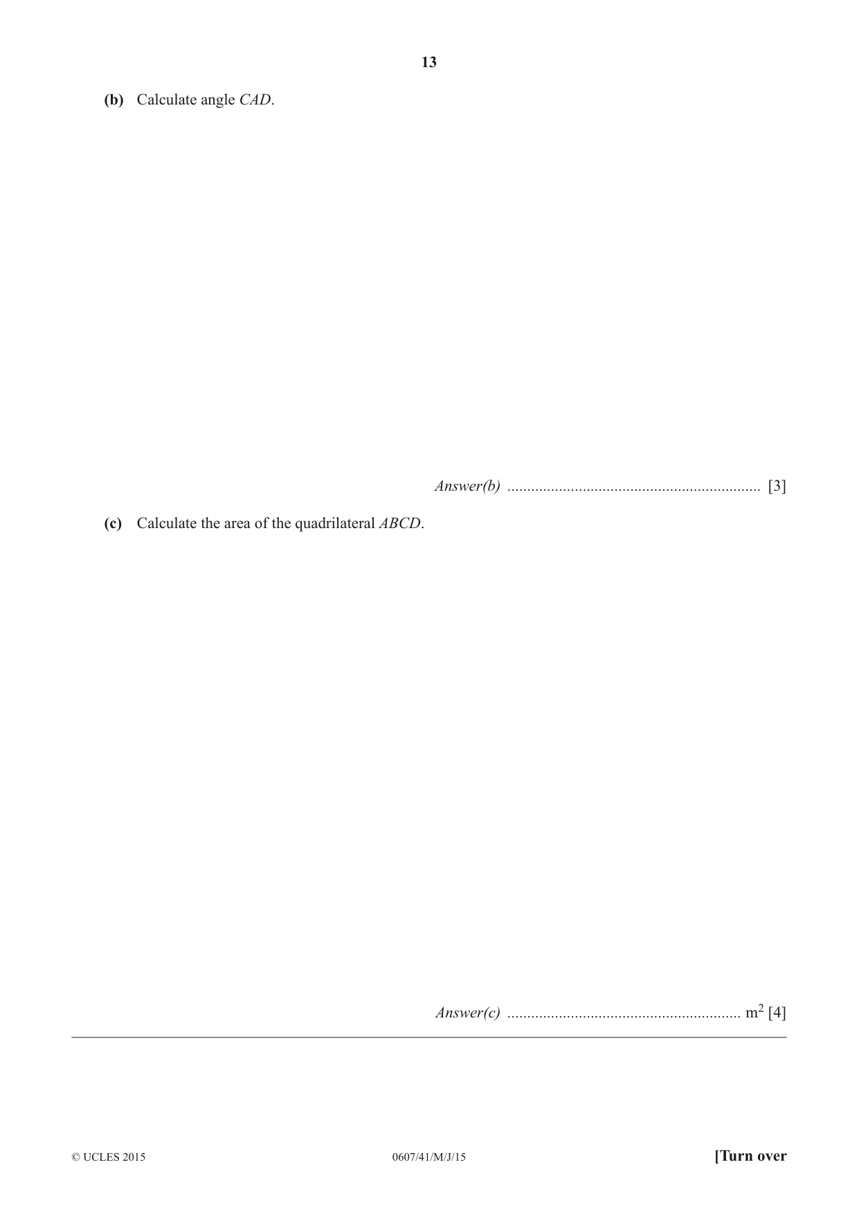 Cambridge IGCSE Mathematics - International 0607 2015 May/June Paper 4 · Variant 1 question paper, page 13 of 20