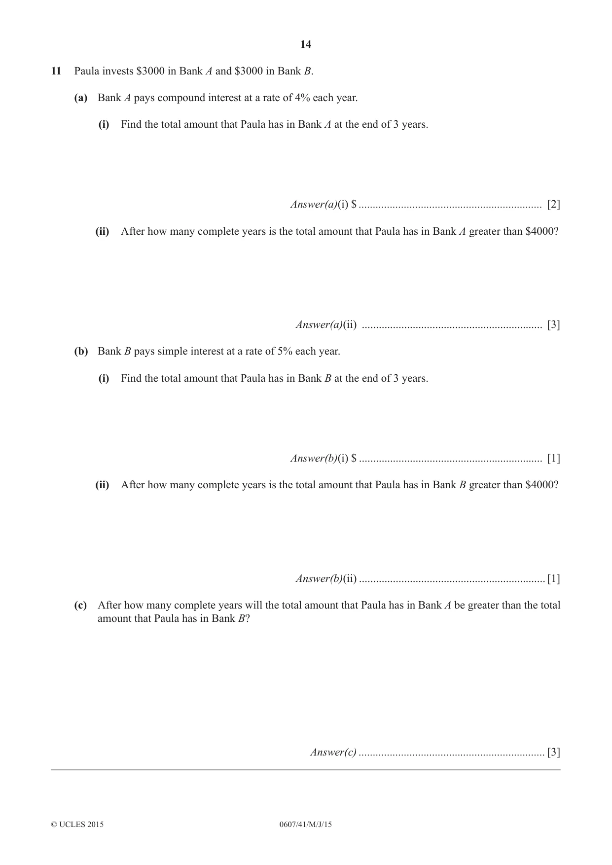 Cambridge IGCSE Mathematics - International 0607 2015 May/June Paper 4 · Variant 1 question paper, page 14 of 20