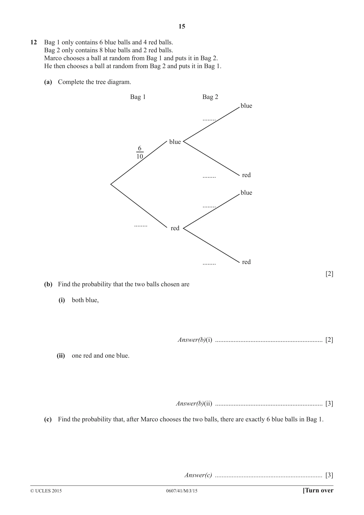 Cambridge IGCSE Mathematics - International 0607 2015 May/June Paper 4 · Variant 1 question paper, page 15 of 20