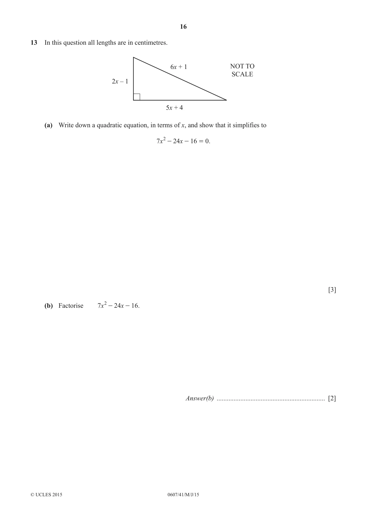 Cambridge IGCSE Mathematics - International 0607 2015 May/June Paper 4 · Variant 1 question paper, page 16 of 20