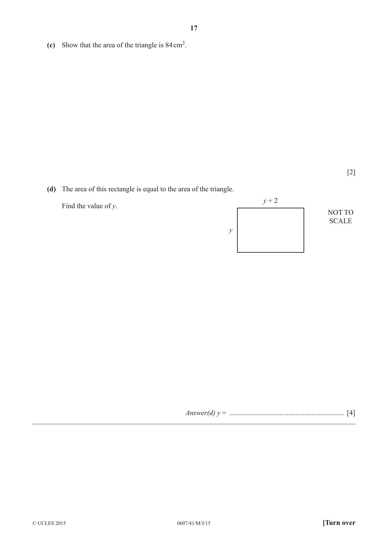 Cambridge IGCSE Mathematics - International 0607 2015 May/June Paper 4 · Variant 1 question paper, page 17 of 20
