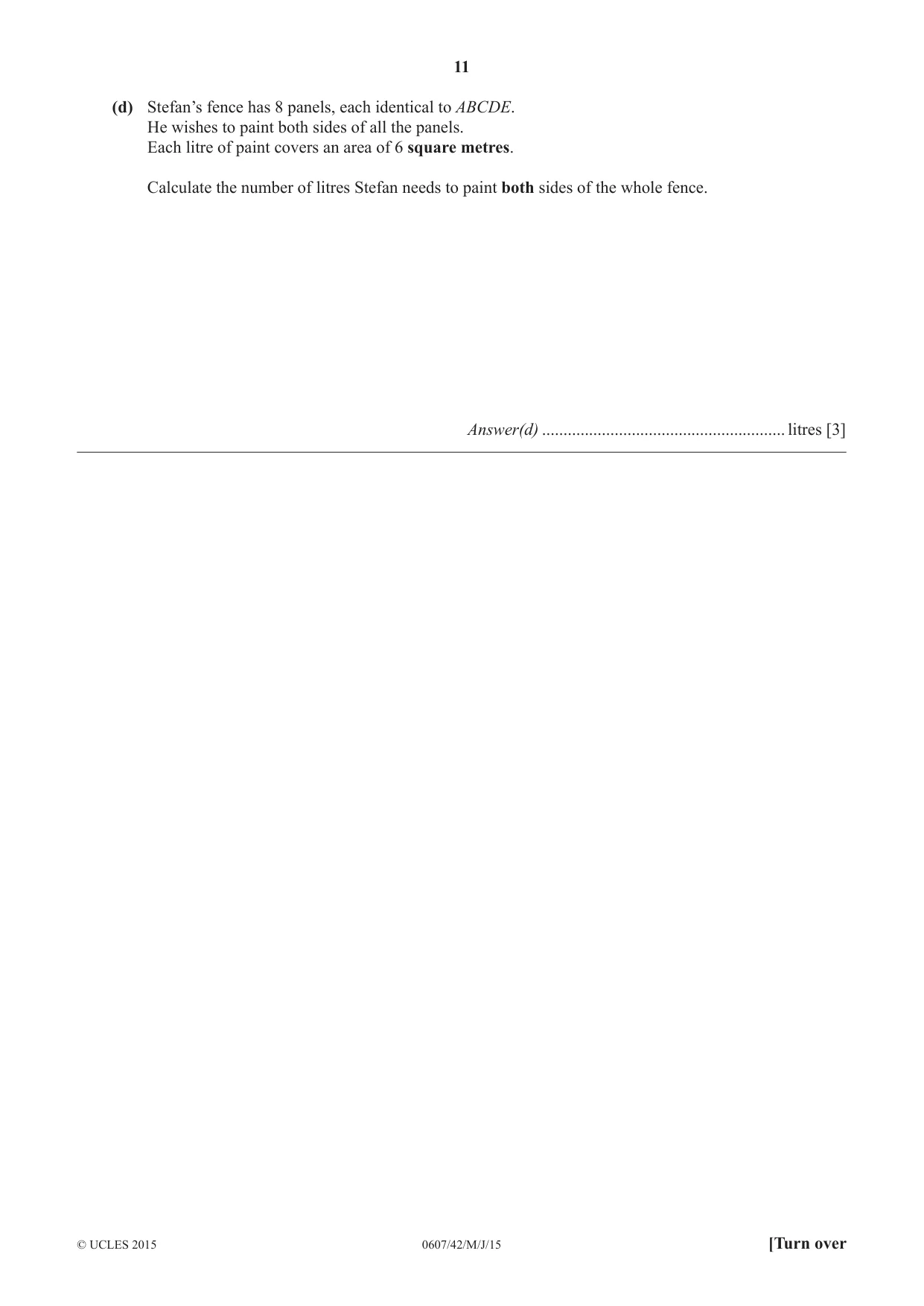 Cambridge IGCSE Mathematics - International 0607 2015 May/June Paper 4 · Variant 2 question paper, page 11 of 20