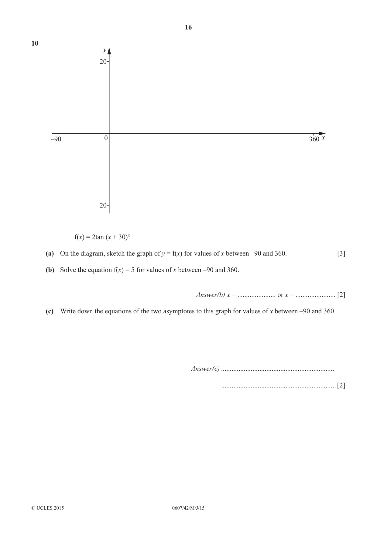 Cambridge IGCSE Mathematics - International 0607 2015 May/June Paper 4 · Variant 2 question paper, page 16 of 20